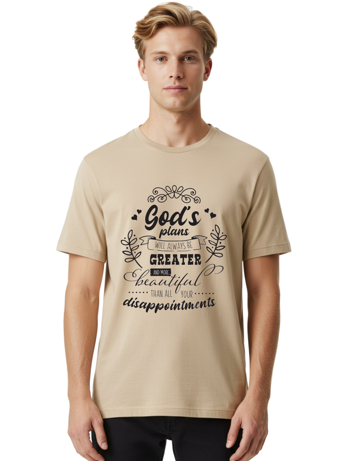 God-S-Plans Men'S Graphic Tee, 100% Cotton, Comfortable Casual Summer Wear, Machine Washable, Inspirational Quotes, Motivational Quotes, Faith-Based Quotes, God'S Plan, Scripture Quotes, Hope And Encouragement, Positive Affirmation Aac767 8