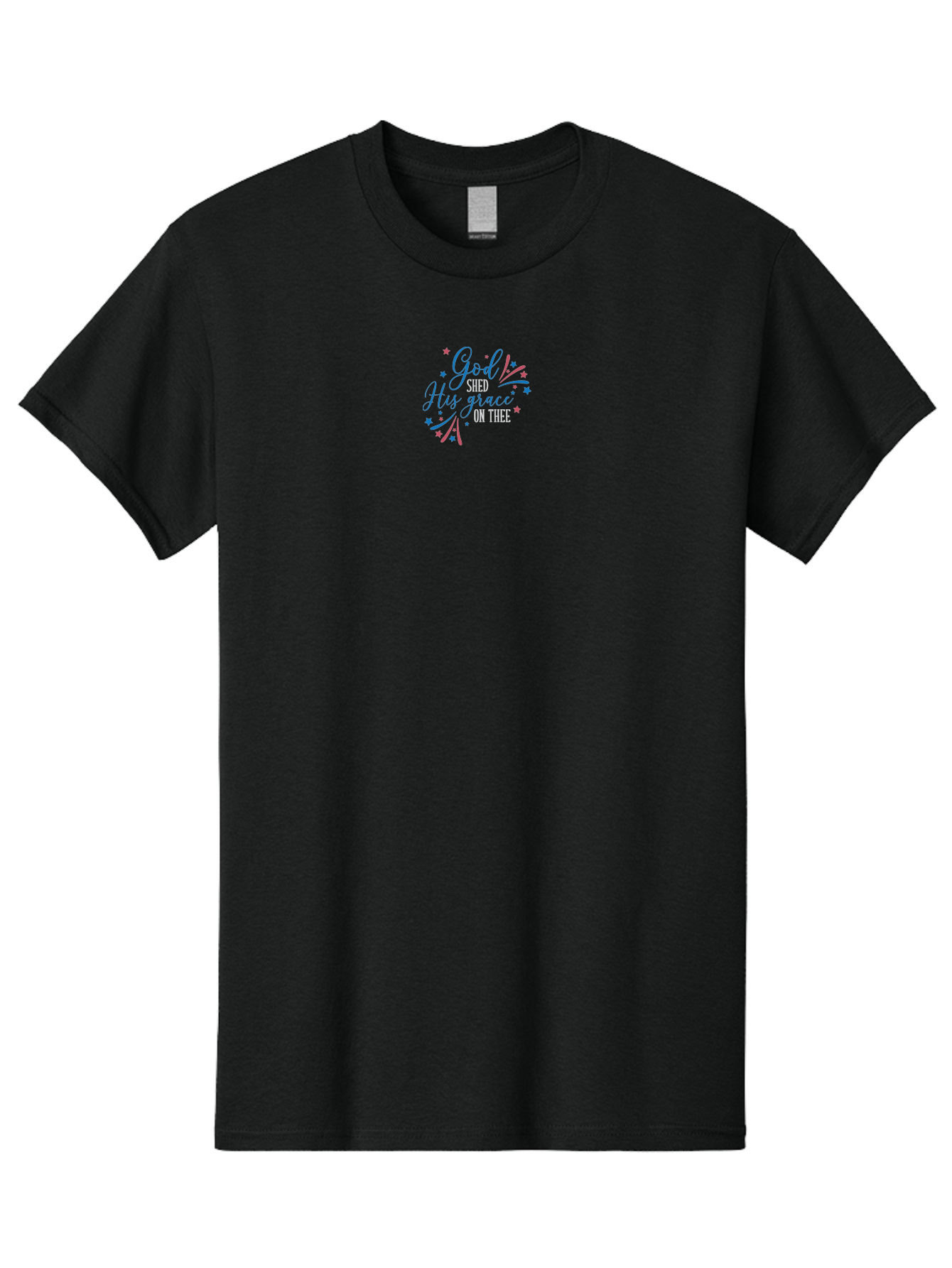God-Shed-His-Grace-On-Thee Men'S Graphic Tee, 100% Cotton, Comfortable Casual Summer Wear, Machine Washable, Inspirational Quote, Faith-Based Design, Scripture Art, Devotional Graphics, Motivational Words, Christian Decor, Blue And Pink Stars, Aac768 3
