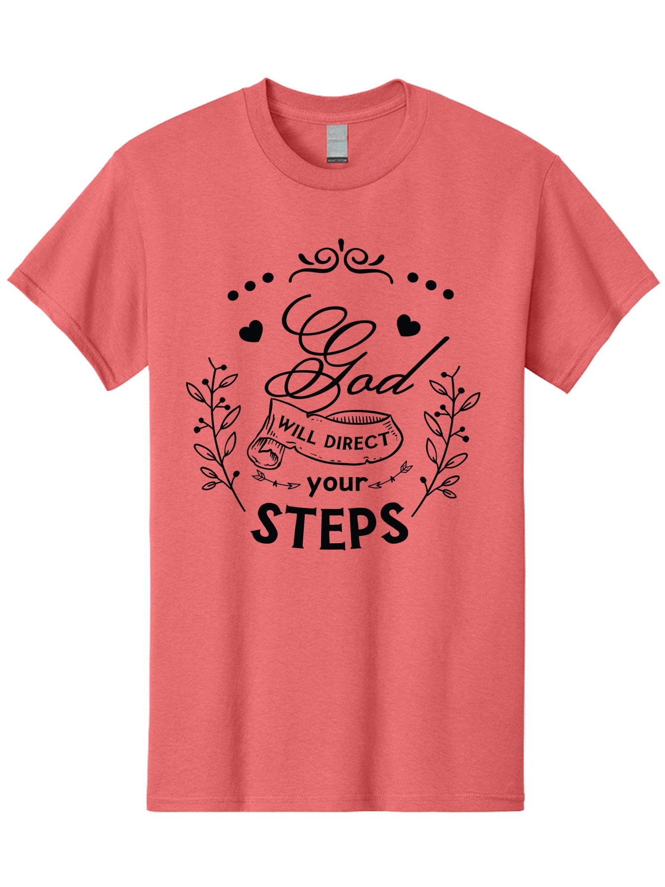 God-Will-Direct-Your-Steps-1 Men'S Graphic Tee, 100% Cotton, Comfortable Casual Summer Wear, Machine Washable, Inspirational Quote, Motivational Saying, God Will Direct Your Steps, Faith-Based Message, Spiritual Guidance, Bible Verse, Aac769