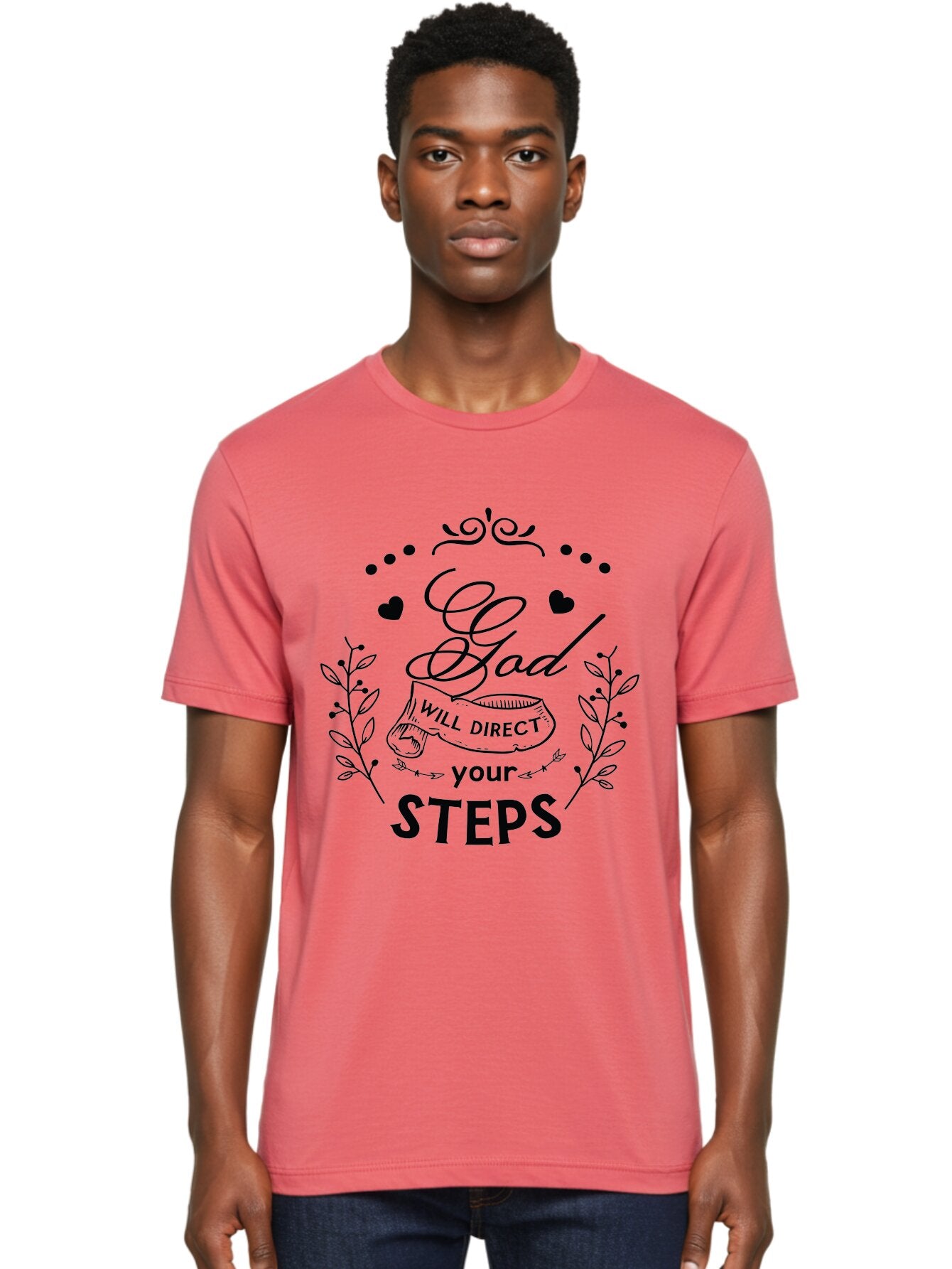 God-Will-Direct-Your-Steps-1 Men'S Graphic Tee, 100% Cotton, Comfortable Casual Summer Wear, Machine Washable, Inspirational Quote, Motivational Saying, God Will Direct Your Steps, Faith-Based Message, Spiritual Guidance, Bible Verse, Aac769 21