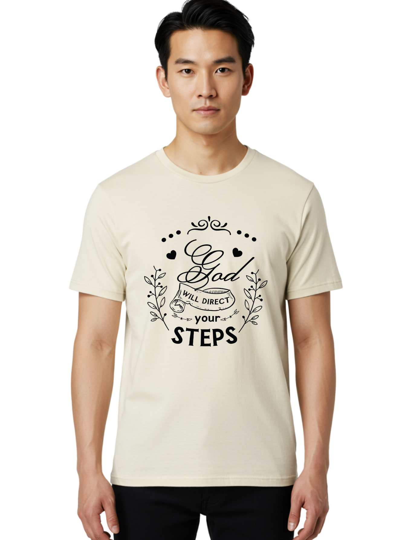 God-Will-Direct-Your-Steps-1 Men'S Graphic Tee, 100% Cotton, Comfortable Casual Summer Wear, Machine Washable, Inspirational Quote, Motivational Saying, God Will Direct Your Steps, Faith-Based Message, Spiritual Guidance, Bible Verse, Aac769 14