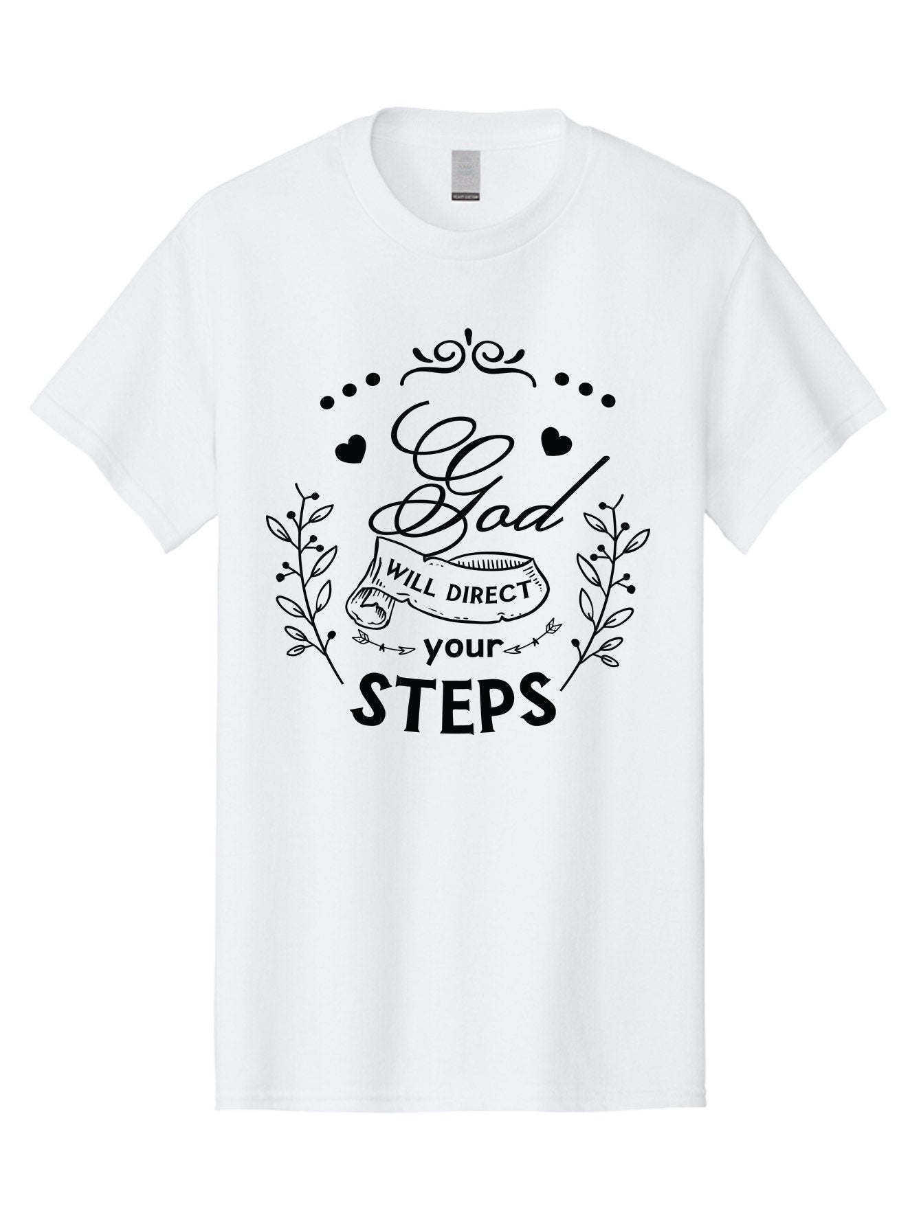 God-Will-Direct-Your-Steps-1 Men'S Graphic Tee, 100% Cotton, Comfortable Casual Summer Wear, Machine Washable, Inspirational Quote, Motivational Saying, God Will Direct Your Steps, Faith-Based Message, Spiritual Guidance, Bible Verse, Aac769 7