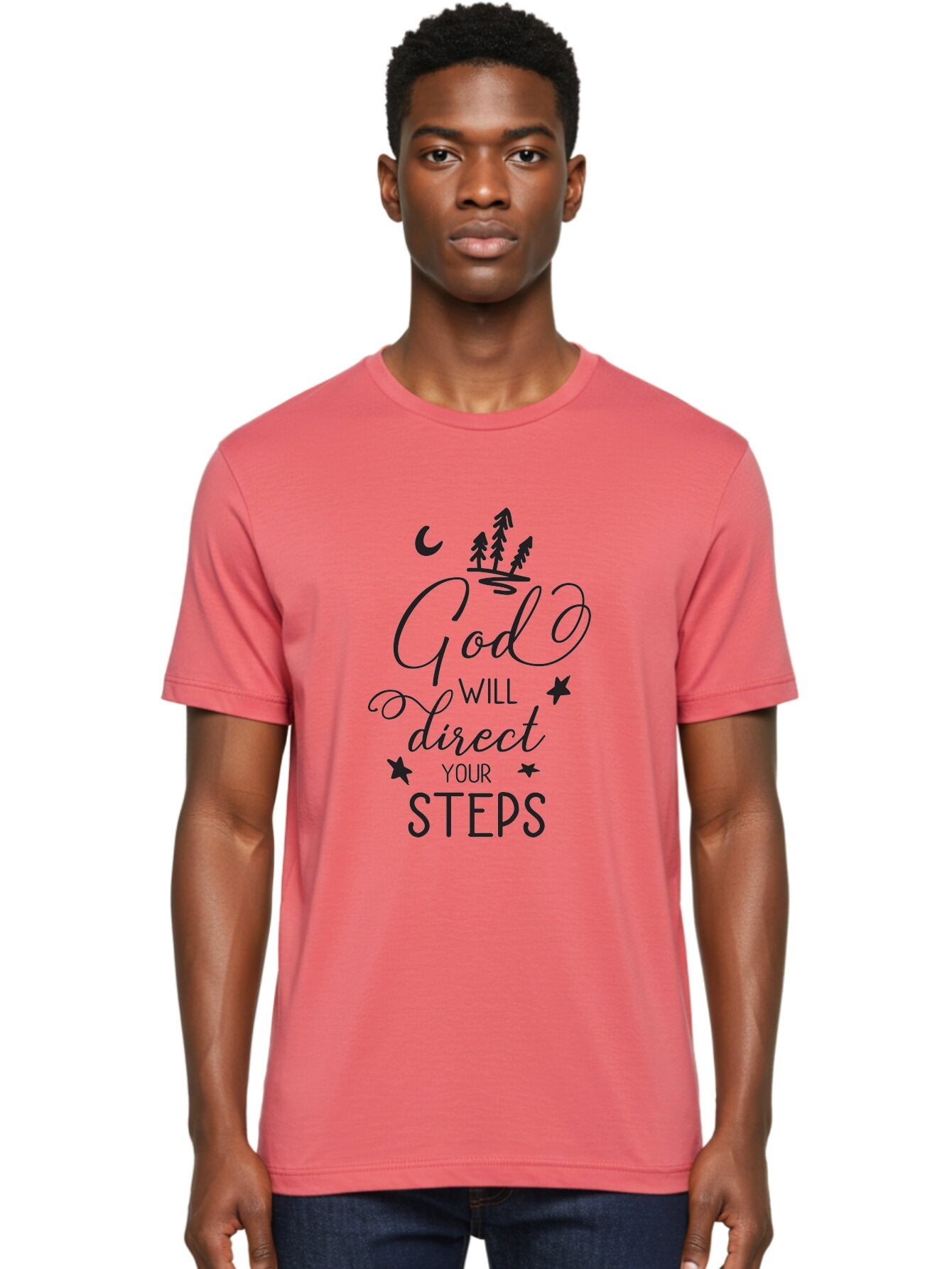 God-Will-Direct-Your-Steps Men'S Graphic Tee, 100% Cotton, Comfortable Casual Summer Wear, Machine Washable, Inspirational Quote, Motivational Phrase, God Will Direct Your Steps, Faith-Based Message, Spiritual Guidance, Positive Affirmation, Aac770 29