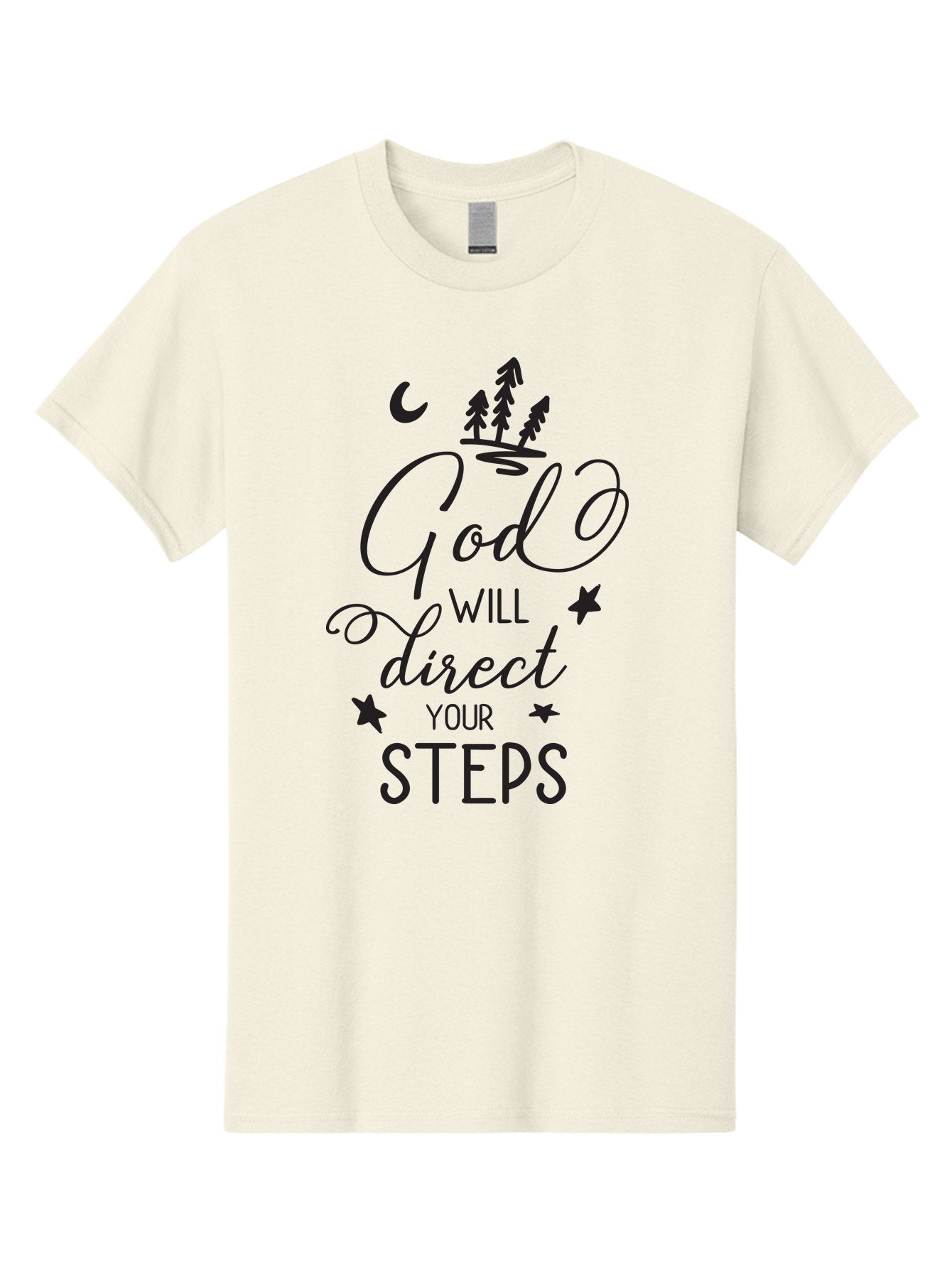 God-Will-Direct-Your-Steps Men'S Graphic Tee, 100% Cotton, Comfortable Casual Summer Wear, Machine Washable, Inspirational Quote, Motivational Phrase, God Will Direct Your Steps, Faith-Based Message, Spiritual Guidance, Positive Affirmation, Aac770