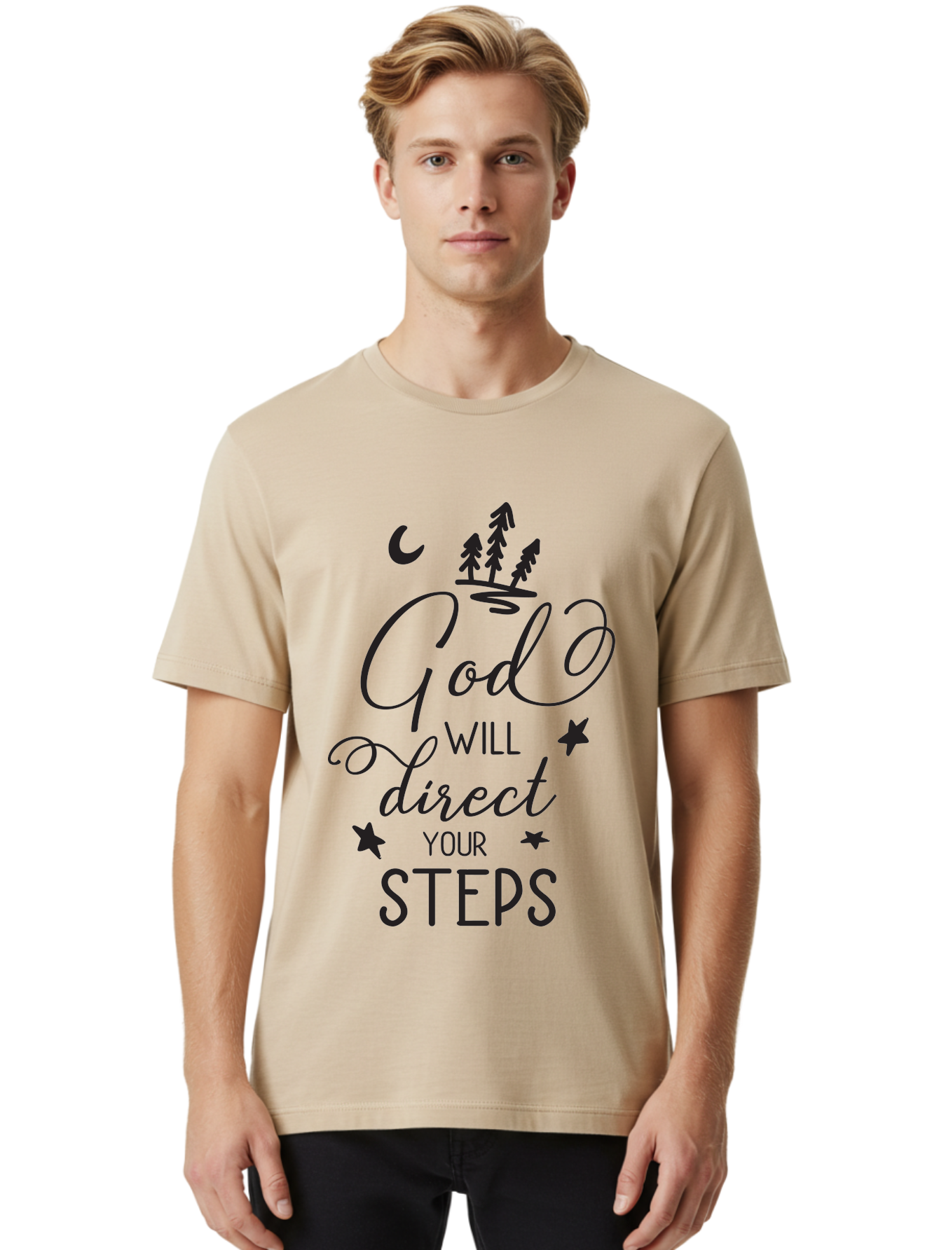 God-Will-Direct-Your-Steps Men'S Graphic Tee, 100% Cotton, Comfortable Casual Summer Wear, Machine Washable, Inspirational Quote, Motivational Phrase, God Will Direct Your Steps, Faith-Based Message, Spiritual Guidance, Positive Affirmation, Aac770 28