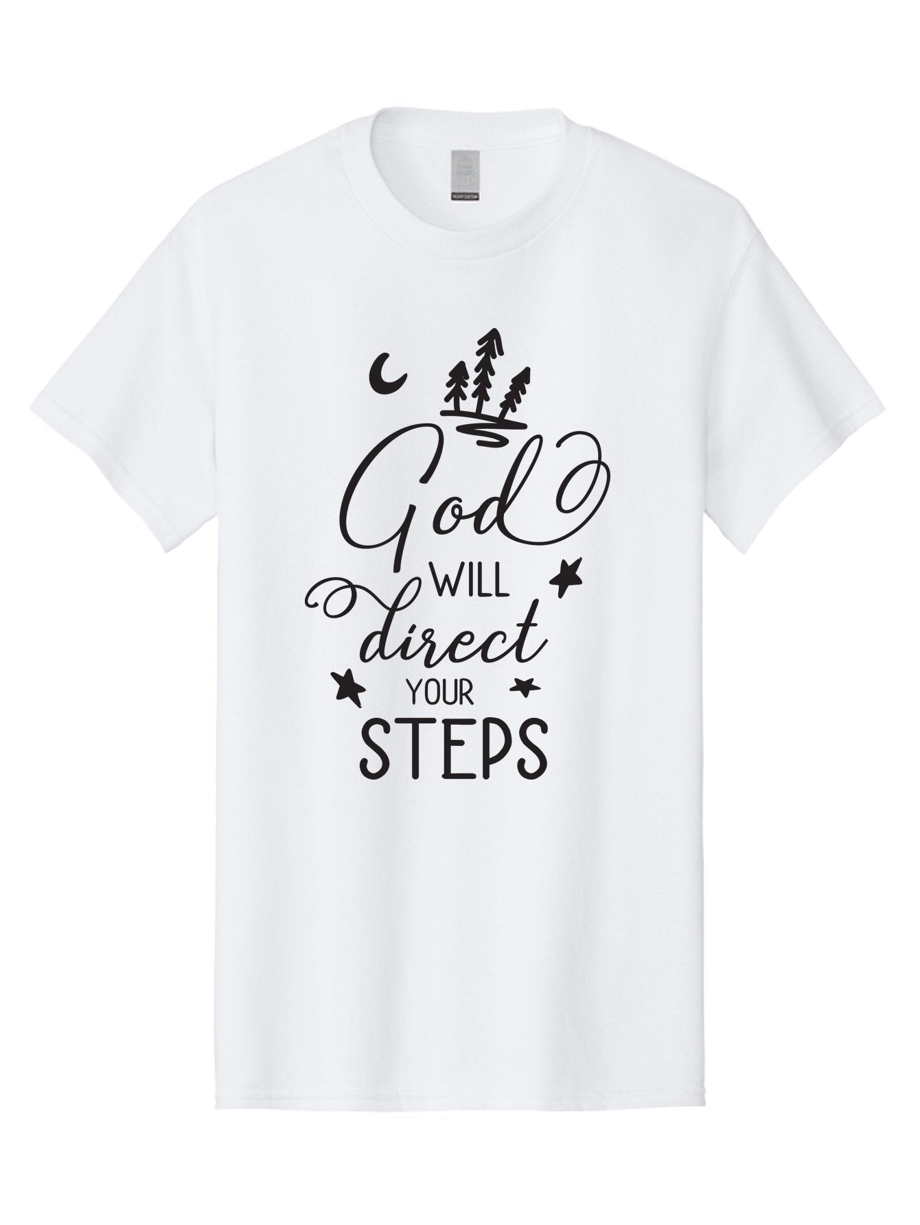 God-Will-Direct-Your-Steps Men'S Graphic Tee, 100% Cotton, Comfortable Casual Summer Wear, Machine Washable, Inspirational Quote, Motivational Phrase, God Will Direct Your Steps, Faith-Based Message, Spiritual Guidance, Positive Affirmation, Aac770 12