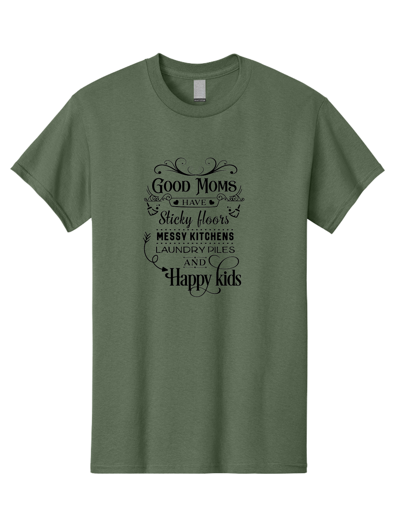 Good-Moms Men'S Graphic Tee, 100% Cotton, Comfortable Casual Summer Wear, Machine Washable, Good Moms, Happy Kids, Messy Kitchens, Laundry Piles, Sticky Floors, Motherhood, Parenting, Family Life, Motherly Love, Mom Quotes Aac771