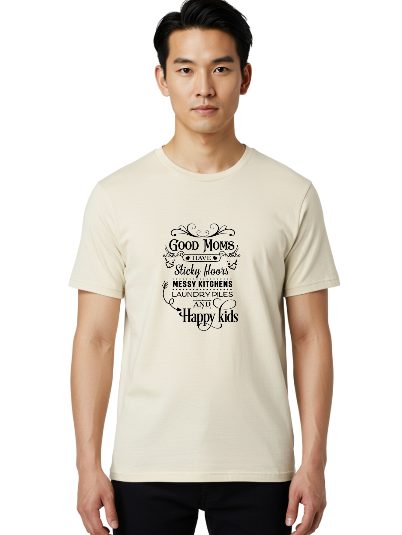Good-Moms Men'S Graphic Tee, 100% Cotton, Comfortable Casual Summer Wear, Machine Washable, Good Moms, Happy Kids, Messy Kitchens, Laundry Piles, Sticky Floors, Motherhood, Parenting, Family Life, Motherly Love, Mom Quotes Aac771 14