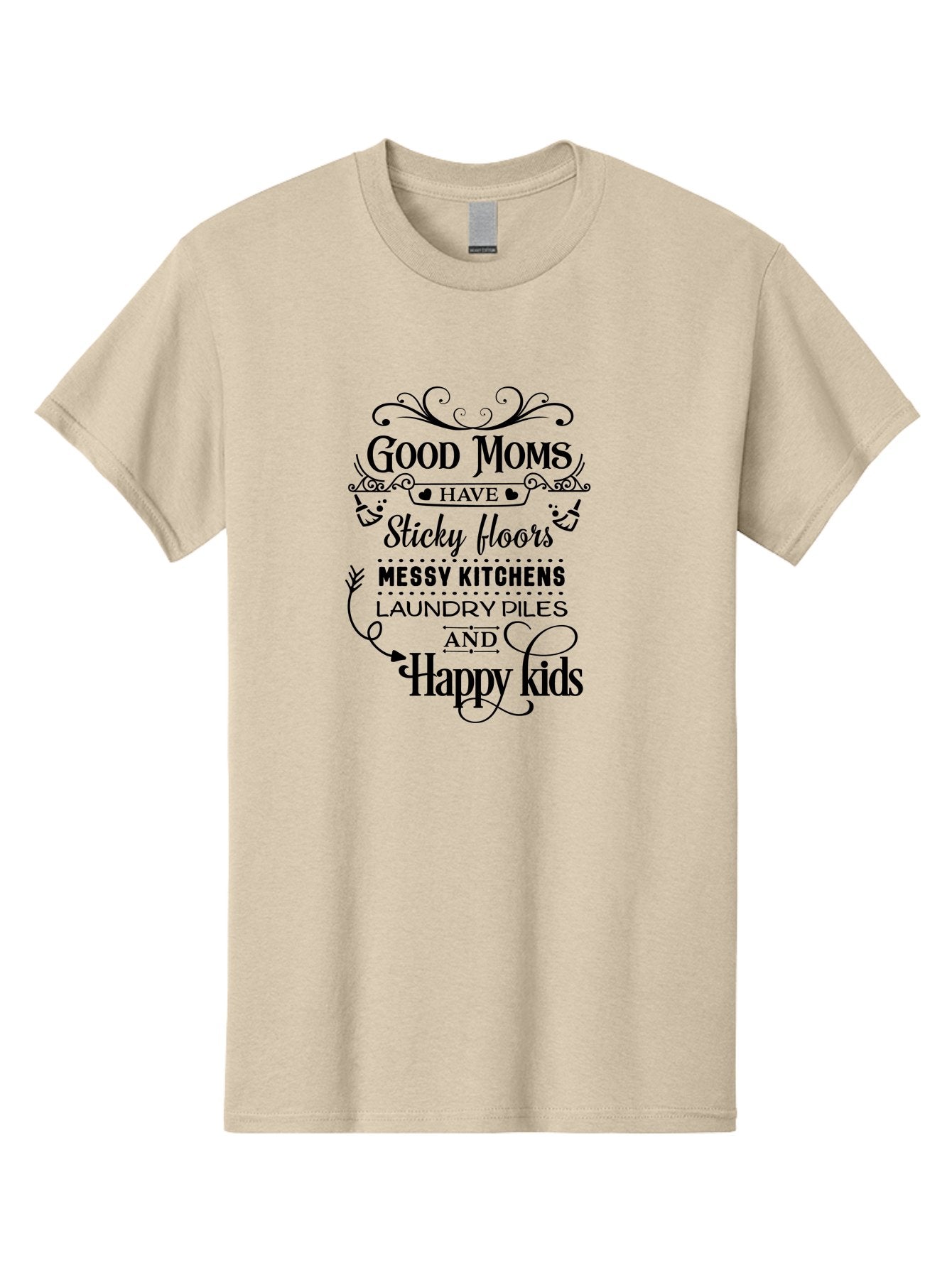 Good-Moms Men'S Graphic Tee, 100% Cotton, Comfortable Casual Summer Wear, Machine Washable, Good Moms, Happy Kids, Messy Kitchens, Laundry Piles, Sticky Floors, Motherhood, Parenting, Family Life, Motherly Love, Mom Quotes Aac771 13