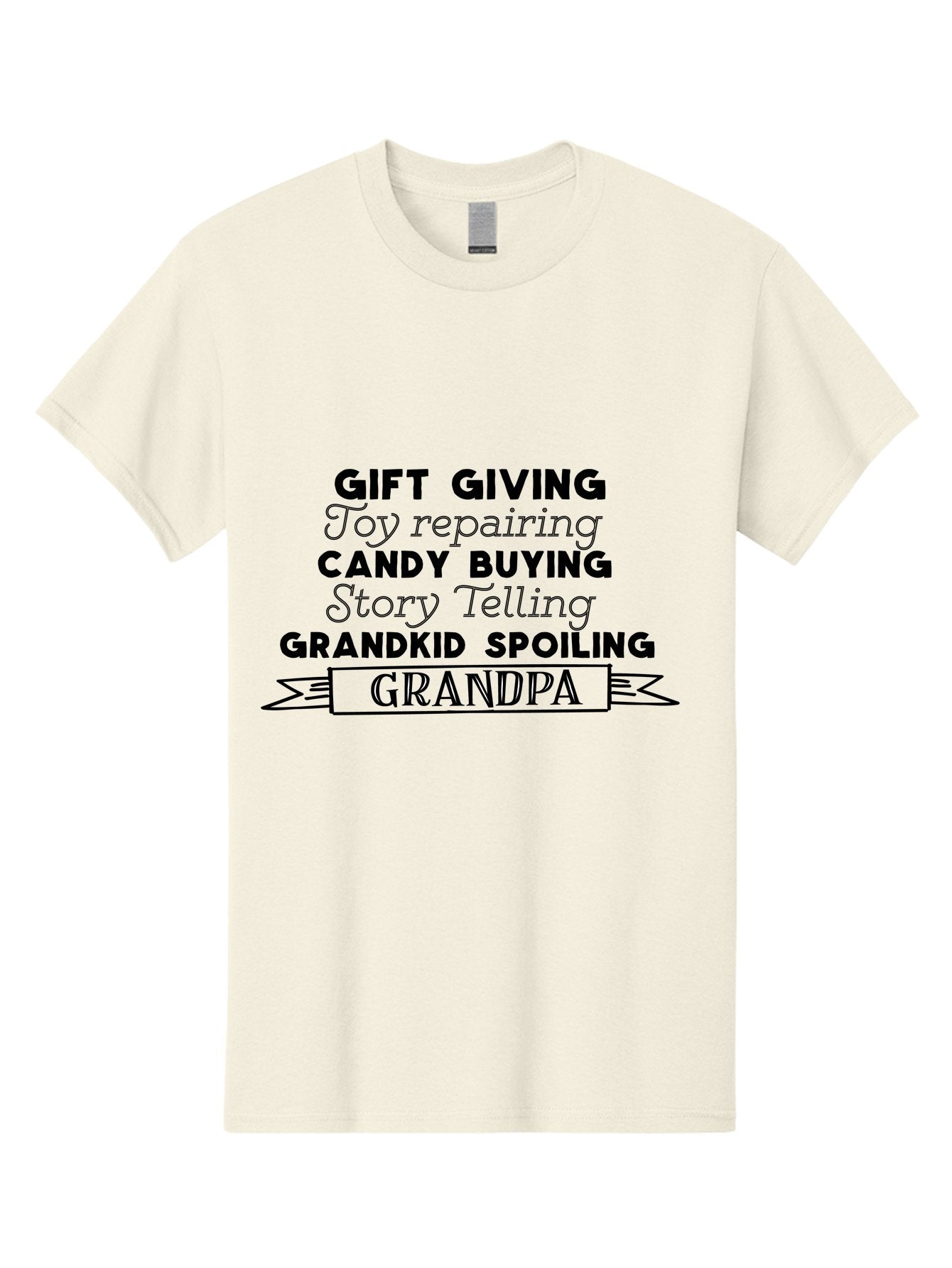 Grandpa Men'S Graphic Tee, 100% Cotton, Comfortable Casual Summer Wear, Machine Washable, Gift Giving, Toy Repairing, Candy Buying, Story Telling, Grandkid Spoiling, Grandpa Gifts, Father'S Day Gifts, Custom Grandpa Gifts, Aac776 9