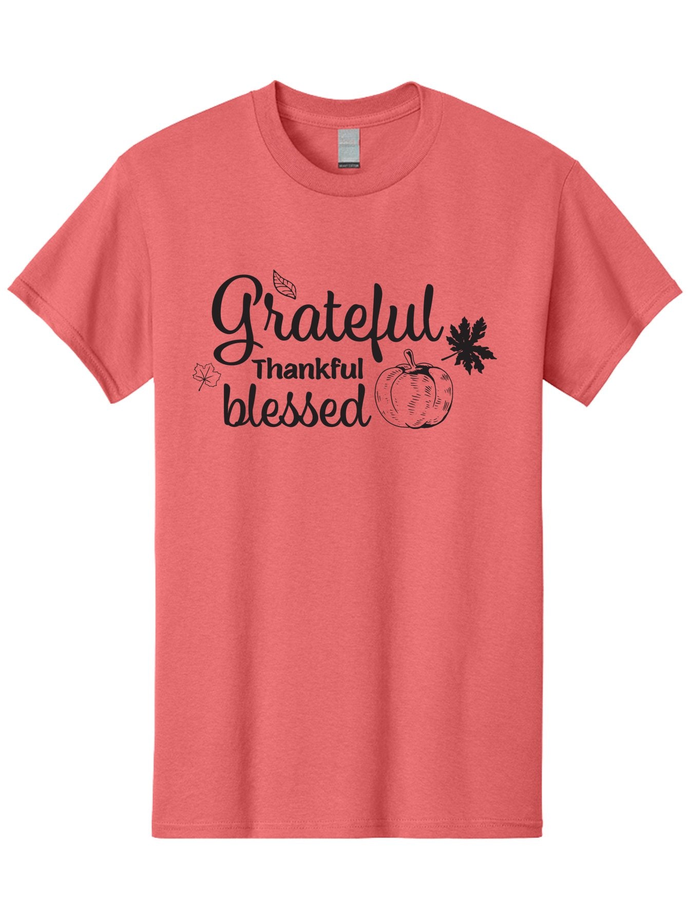 Grateful-Thankful-Blessed Men'S Graphic Tee, 100% Cotton, Comfortable Casual Summer Wear, Machine Washable, Grateful Thankful Blessed, Fall Season, Autumn Leaves, Pumpkin Illustration, Harvest Theme, Positive Vibes, Gratitude, Thankfulness, Aac777 11