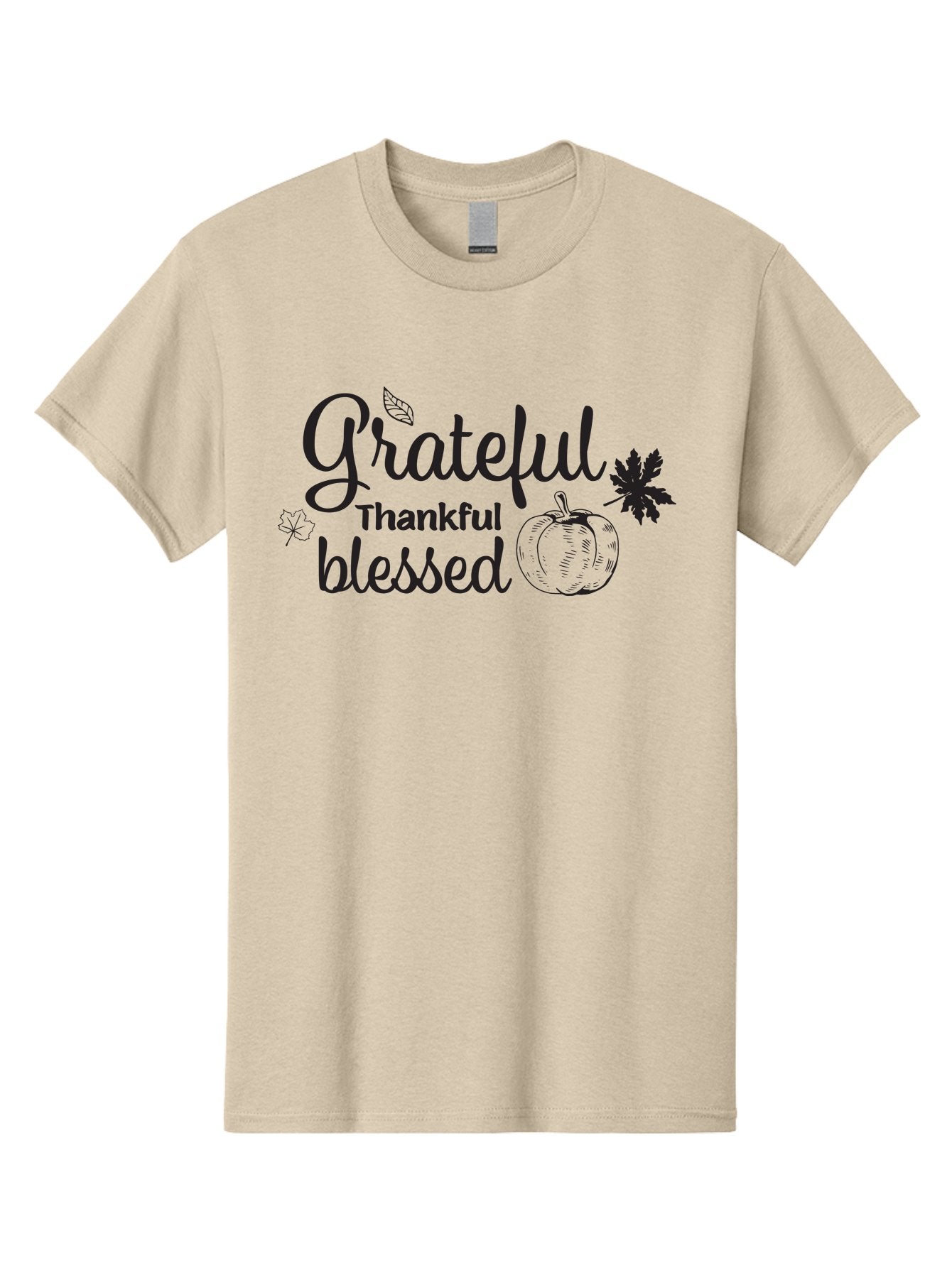 Grateful-Thankful-Blessed Men'S Graphic Tee, 100% Cotton, Comfortable Casual Summer Wear, Machine Washable, Grateful Thankful Blessed, Fall Season, Autumn Leaves, Pumpkin Illustration, Harvest Theme, Positive Vibes, Gratitude, Thankfulness, Aac777 8