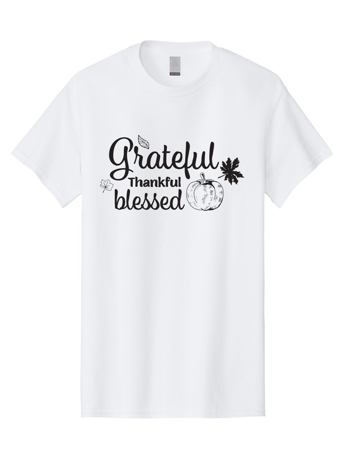 Grateful-Thankful-Blessed Men'S Graphic Tee, 100% Cotton, Comfortable Casual Summer Wear, Machine Washable, Grateful Thankful Blessed, Fall Season, Autumn Leaves, Pumpkin Illustration, Harvest Theme, Positive Vibes, Gratitude, Thankfulness, Aac777 6