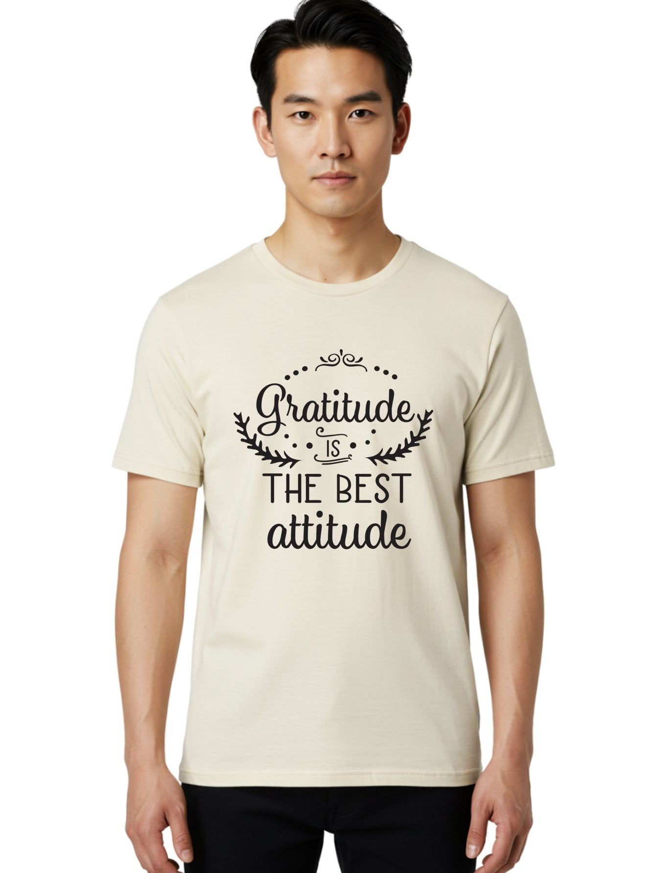 Gratitude-Is-The-Best-Attitude Men'S Graphic Tee, 100% Cotton, Comfortable Casual Summer Wear, Machine Washable, Gratitude, Positive Attitude, Inspirational Quote, Motivational Message, Gratitude Practice, Mindfulness, Self-Improvement, Aac778 16