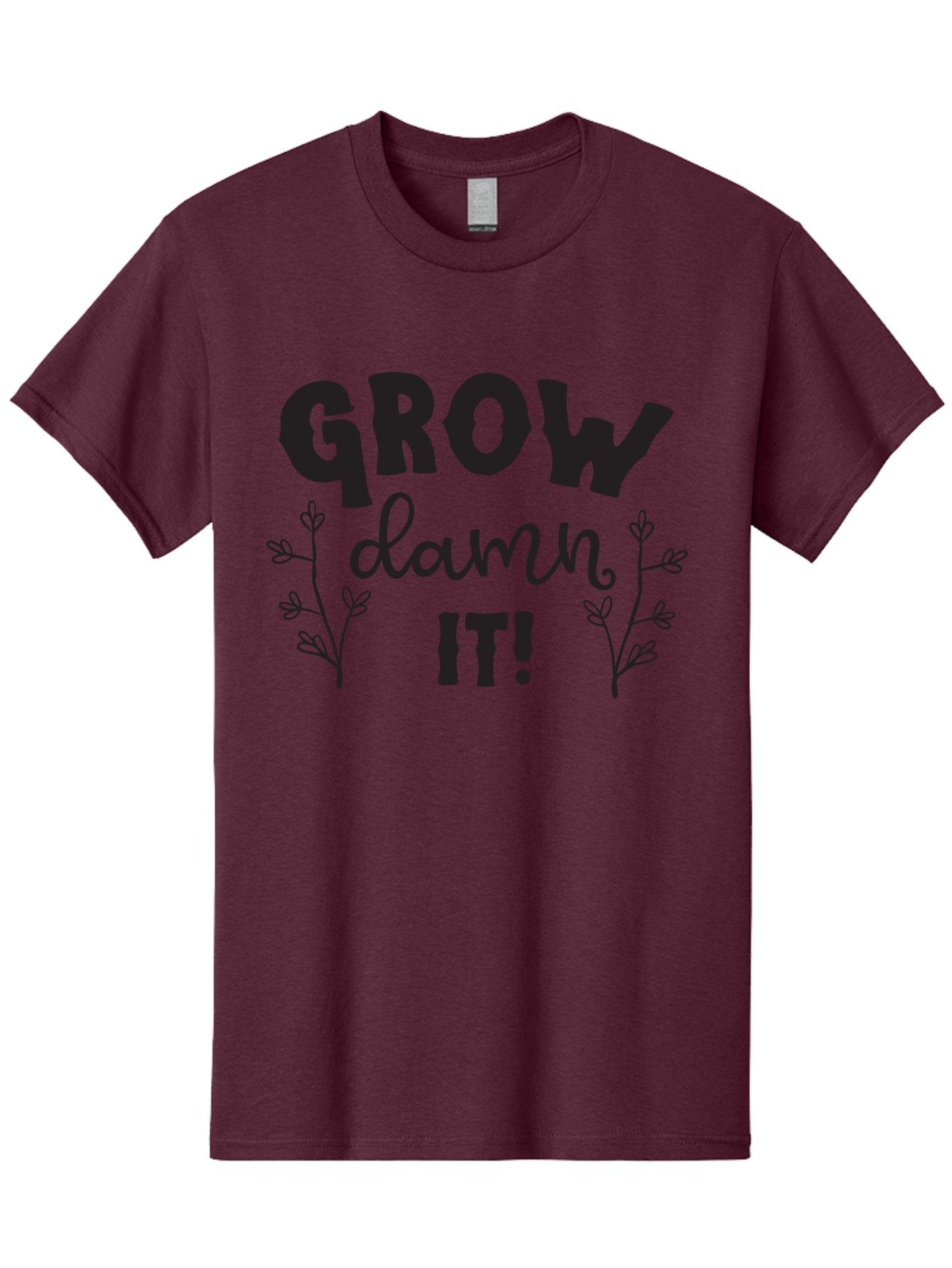 Grow-Damn-It Men'S Graphic Tee, 100% Cotton, Comfortable Casual Summer Wear, Machine Washable, Motivational Quote, Plant Growth, Inspiration, Gardening, Positivity, Growth Mindset, Botanical Illustrations, Typography Art Aac781 4