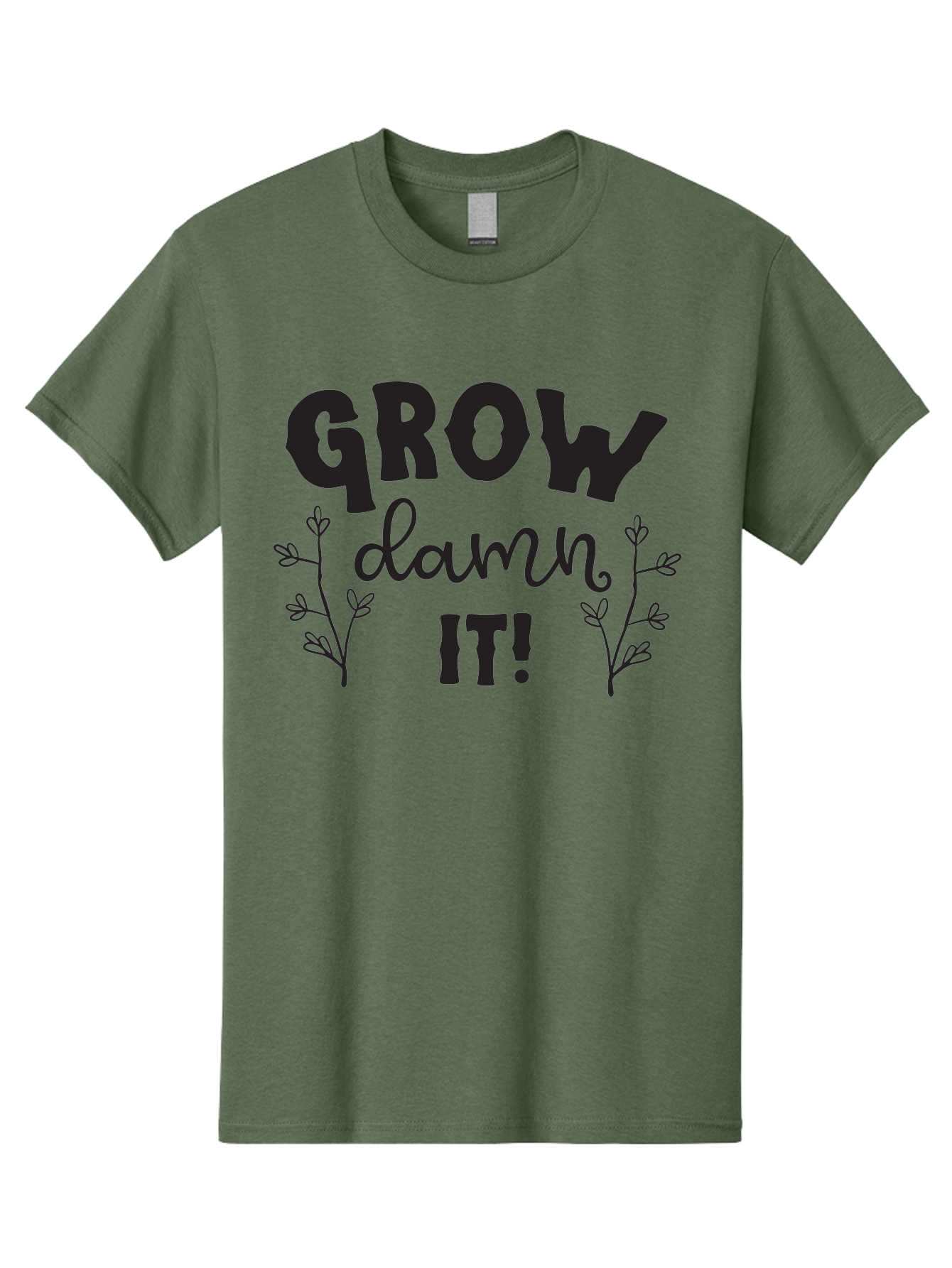 Grow-Damn-It Men'S Graphic Tee, 100% Cotton, Comfortable Casual Summer Wear, Machine Washable, Motivational Quote, Plant Growth, Inspiration, Gardening, Positivity, Growth Mindset, Botanical Illustrations, Typography Art Aac781 19