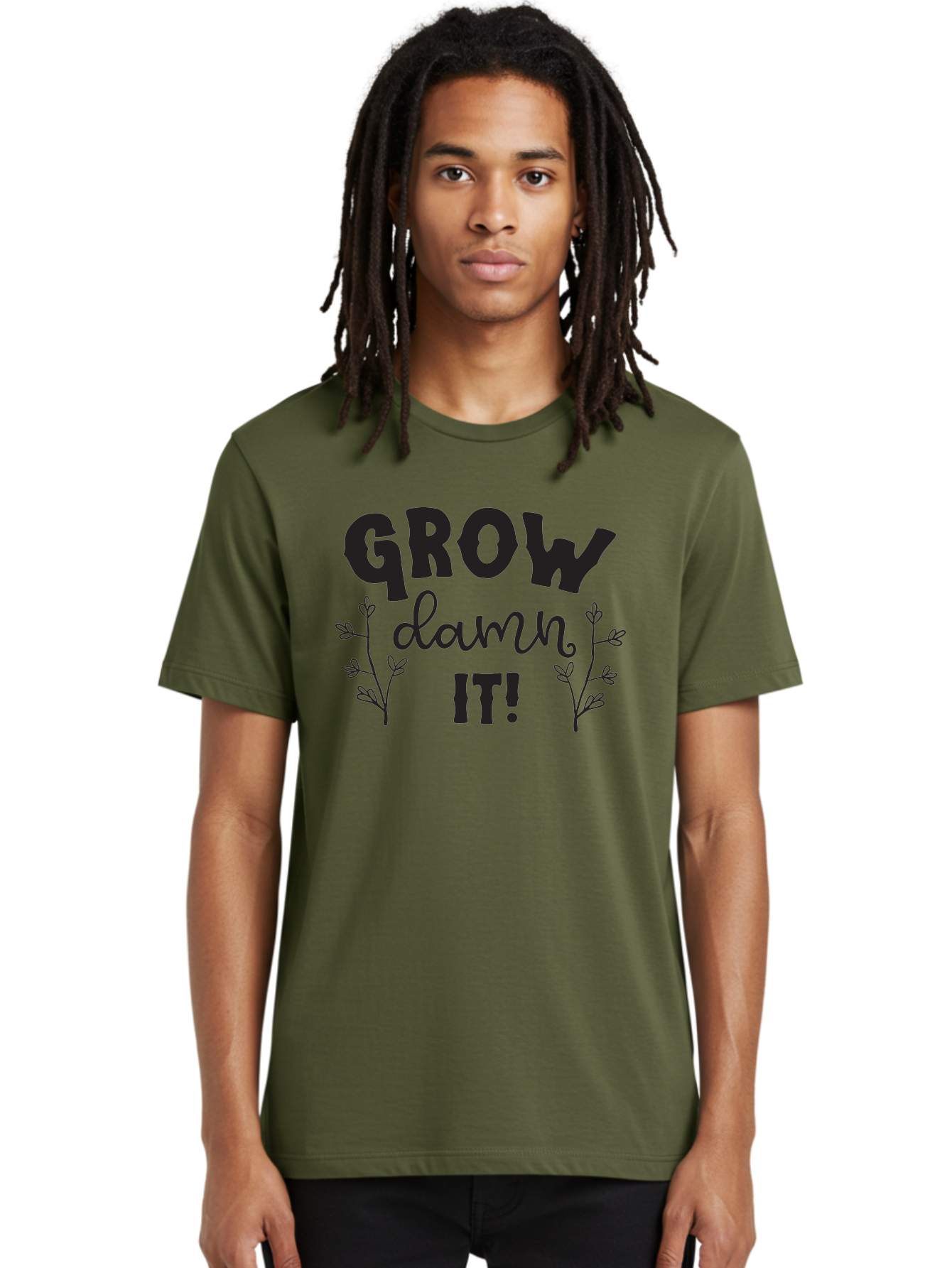 Grow-Damn-It Men'S Graphic Tee, 100% Cotton, Comfortable Casual Summer Wear, Machine Washable, Motivational Quote, Plant Growth, Inspiration, Gardening, Positivity, Growth Mindset, Botanical Illustrations, Typography Art Aac781 20