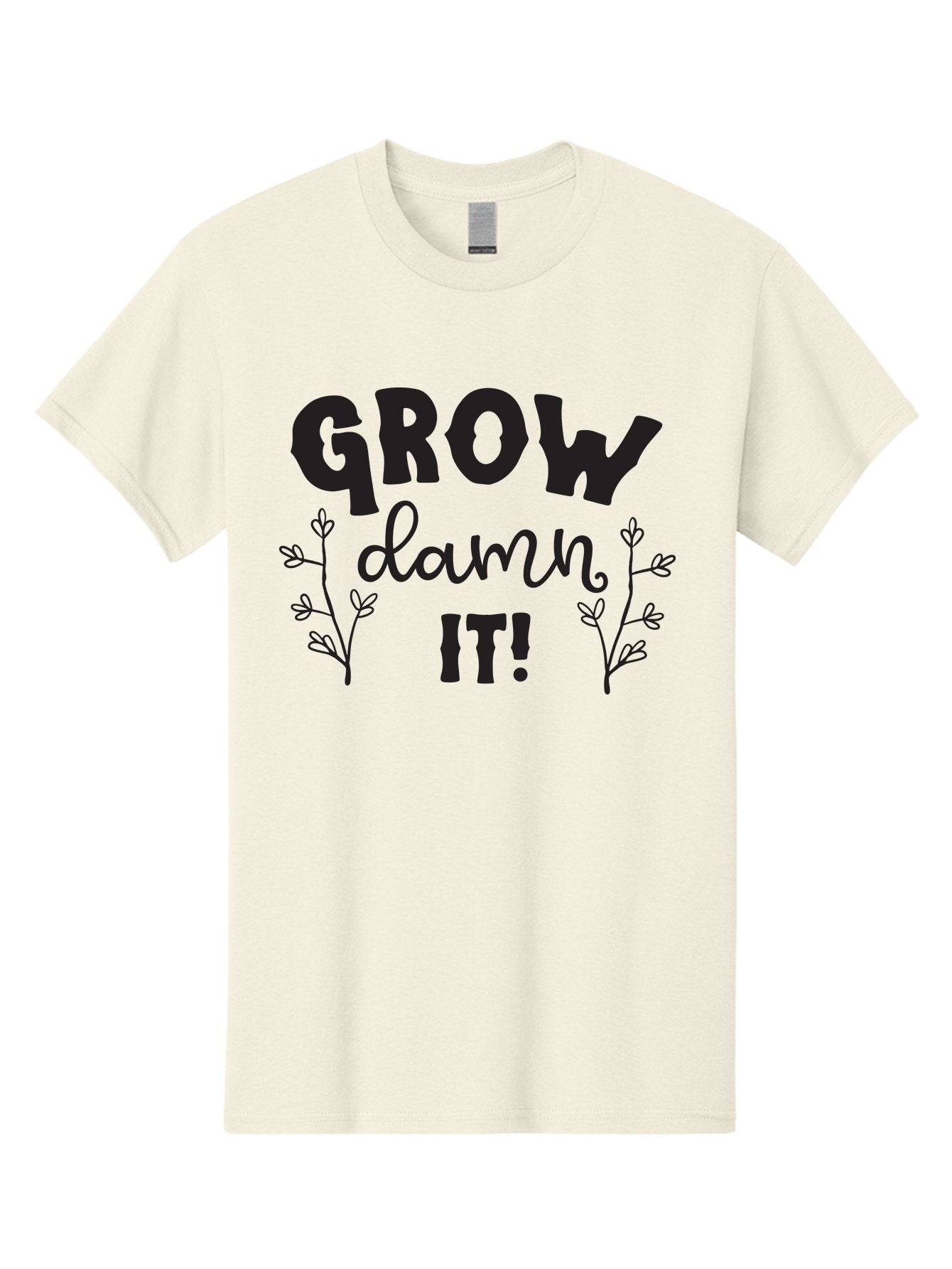 Grow-Damn-It Men'S Graphic Tee, 100% Cotton, Comfortable Casual Summer Wear, Machine Washable, Motivational Quote, Plant Growth, Inspiration, Gardening, Positivity, Growth Mindset, Botanical Illustrations, Typography Art Aac781 6