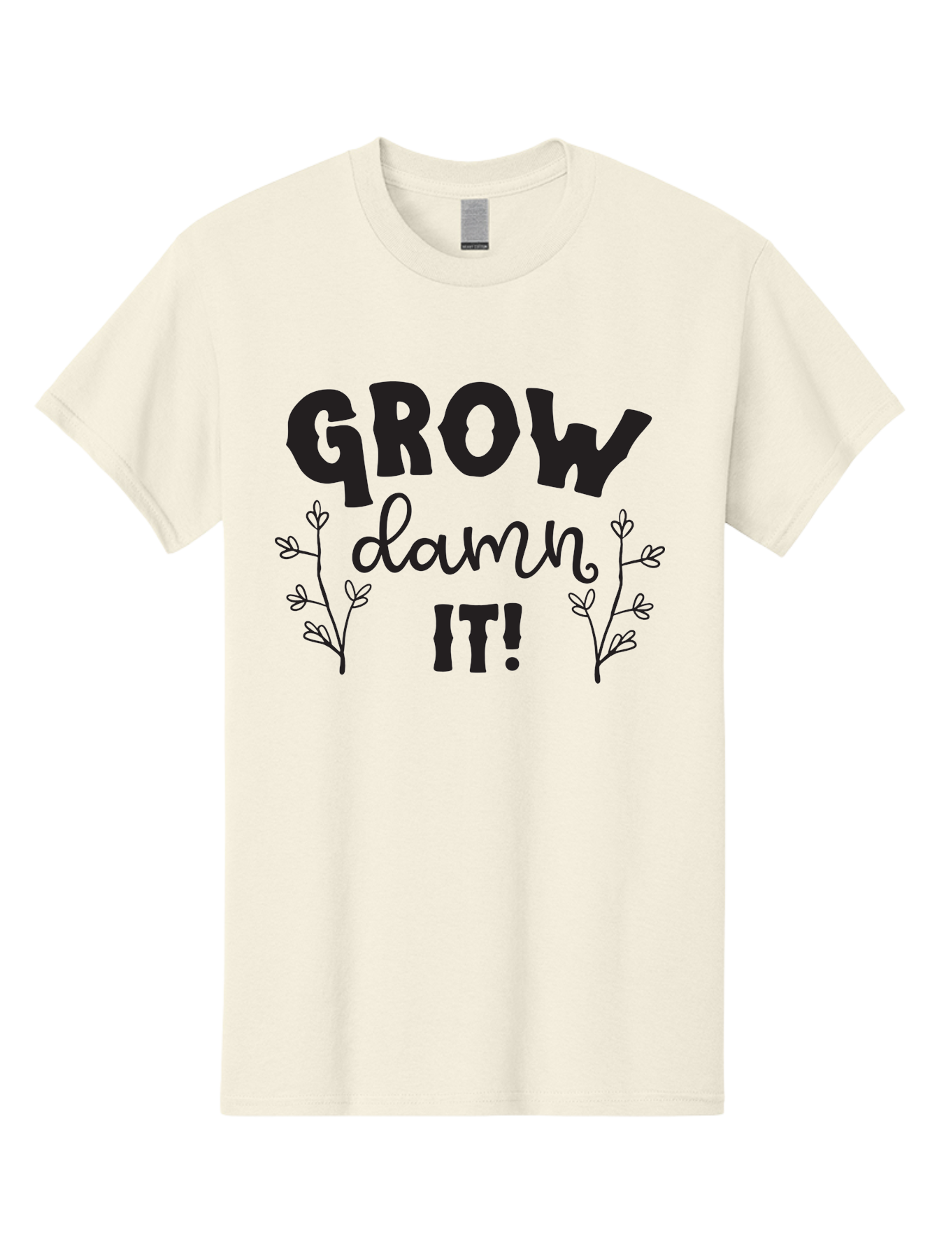 Grow-Damn-It Men'S Graphic Tee, 100% Cotton, Comfortable Casual Summer Wear, Machine Washable, Motivational Quote, Plant Growth, Inspiration, Gardening, Positivity, Growth Mindset, Botanical Illustrations, Typography Art Aac781 13