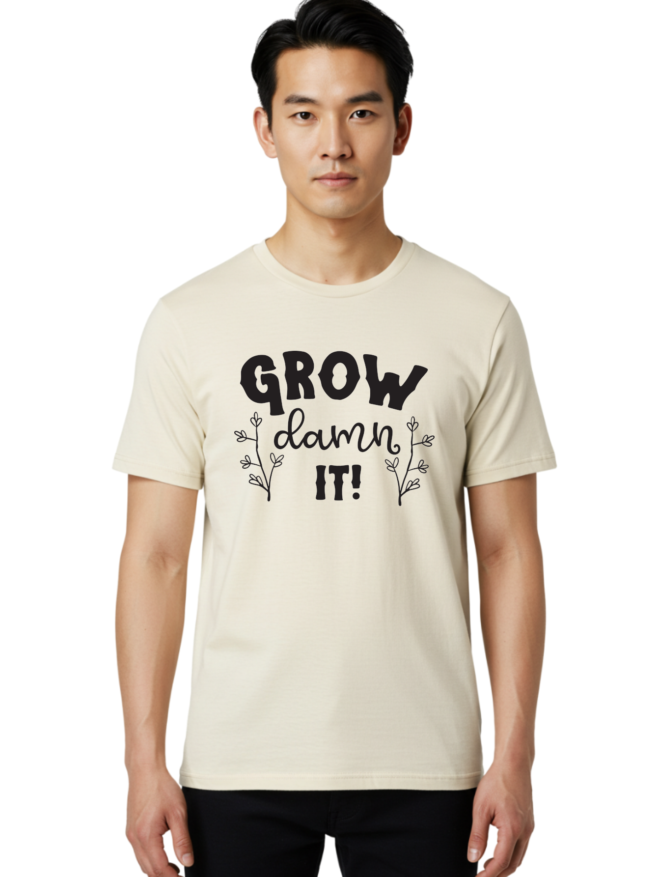 Grow-Damn-It Men'S Graphic Tee, 100% Cotton, Comfortable Casual Summer Wear, Machine Washable, Motivational Quote, Plant Growth, Inspiration, Gardening, Positivity, Growth Mindset, Botanical Illustrations, Typography Art Aac781 14