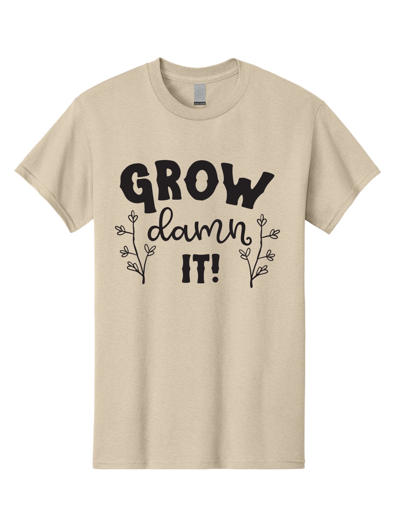 Grow-Damn-It Men'S Graphic Tee, 100% Cotton, Comfortable Casual Summer Wear, Machine Washable, Motivational Quote, Plant Growth, Inspiration, Gardening, Positivity, Growth Mindset, Botanical Illustrations, Typography Art Aac781 3