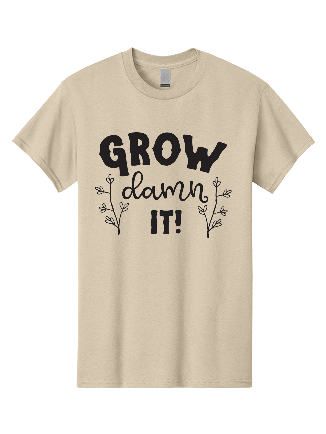 Grow-Damn-It Men'S Graphic Tee, 100% Cotton, Comfortable Casual Summer Wear, Machine Washable, Motivational Quote, Plant Growth, Inspiration, Gardening, Positivity, Growth Mindset, Botanical Illustrations, Typography Art Aac781 17