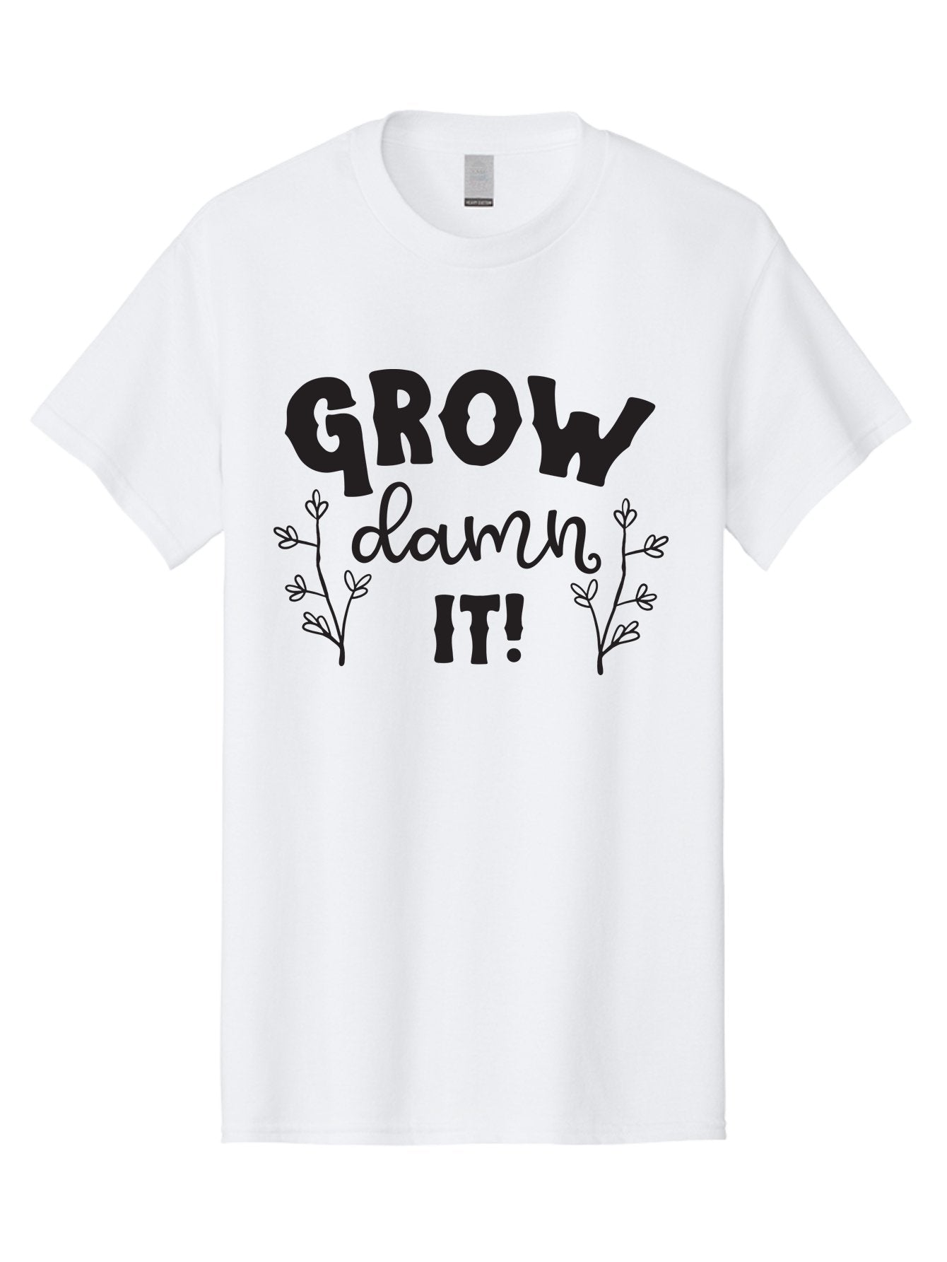 Grow-Damn-It Men'S Graphic Tee, 100% Cotton, Comfortable Casual Summer Wear, Machine Washable, Motivational Quote, Plant Growth, Inspiration, Gardening, Positivity, Growth Mindset, Botanical Illustrations, Typography Art Aac781 13
