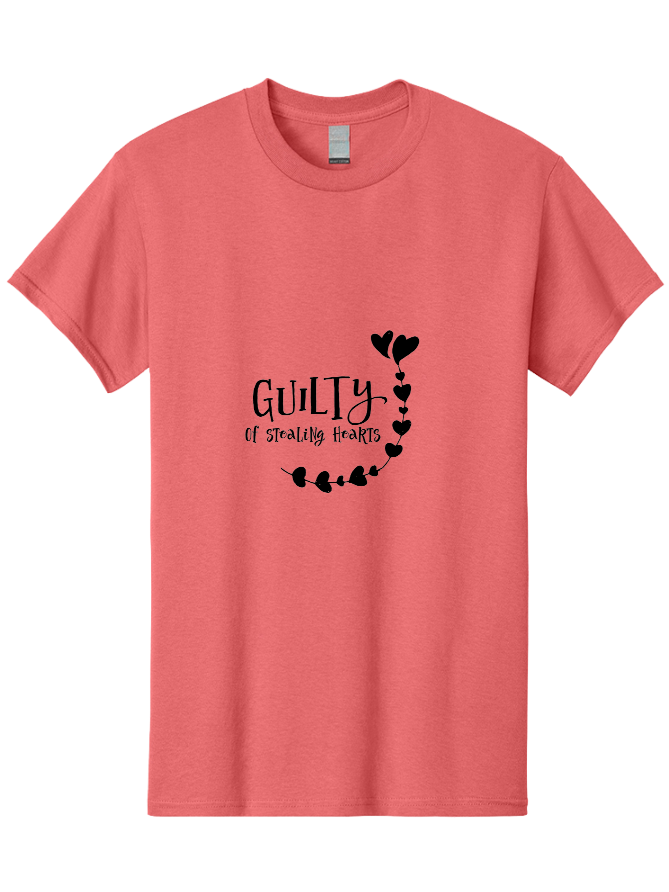 Guilty-Of-Stealing-Hearts Men'S Graphic Tee, 100% Cotton, Comfortable Casual Summer Wear, Machine Washable, Guilty Of Stealing Hearts, Heartbreak, Love, Valentines Day, Romance, Black Hearts, Love Affair, Heart Design, Playful Font Aac782 7