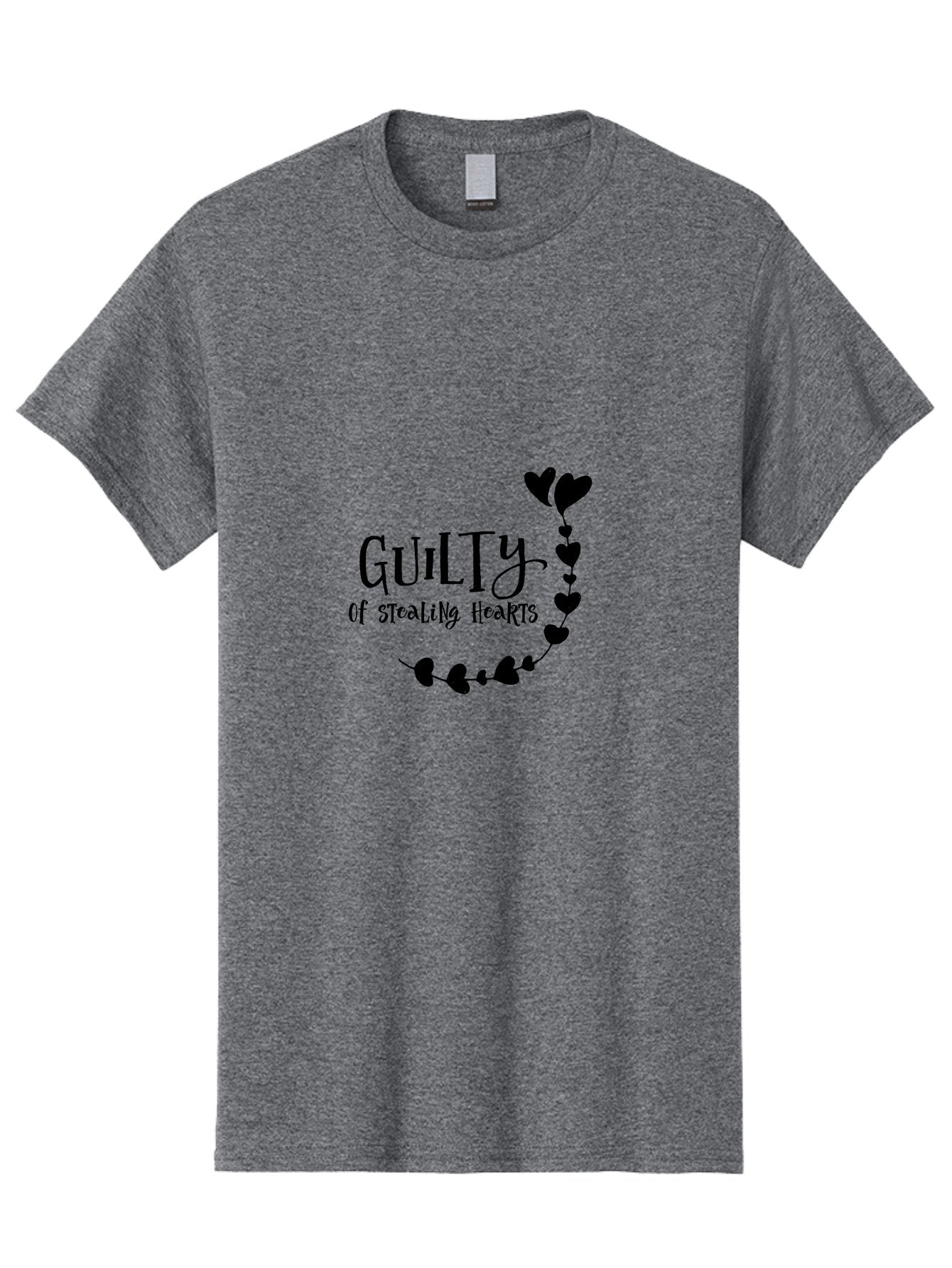 Guilty-Of-Stealing-Hearts Men'S Graphic Tee, 100% Cotton, Comfortable Casual Summer Wear, Machine Washable, Guilty Of Stealing Hearts, Heartbreak, Love, Valentines Day, Romance, Black Hearts, Love Affair, Heart Design, Playful Font Aac782 5