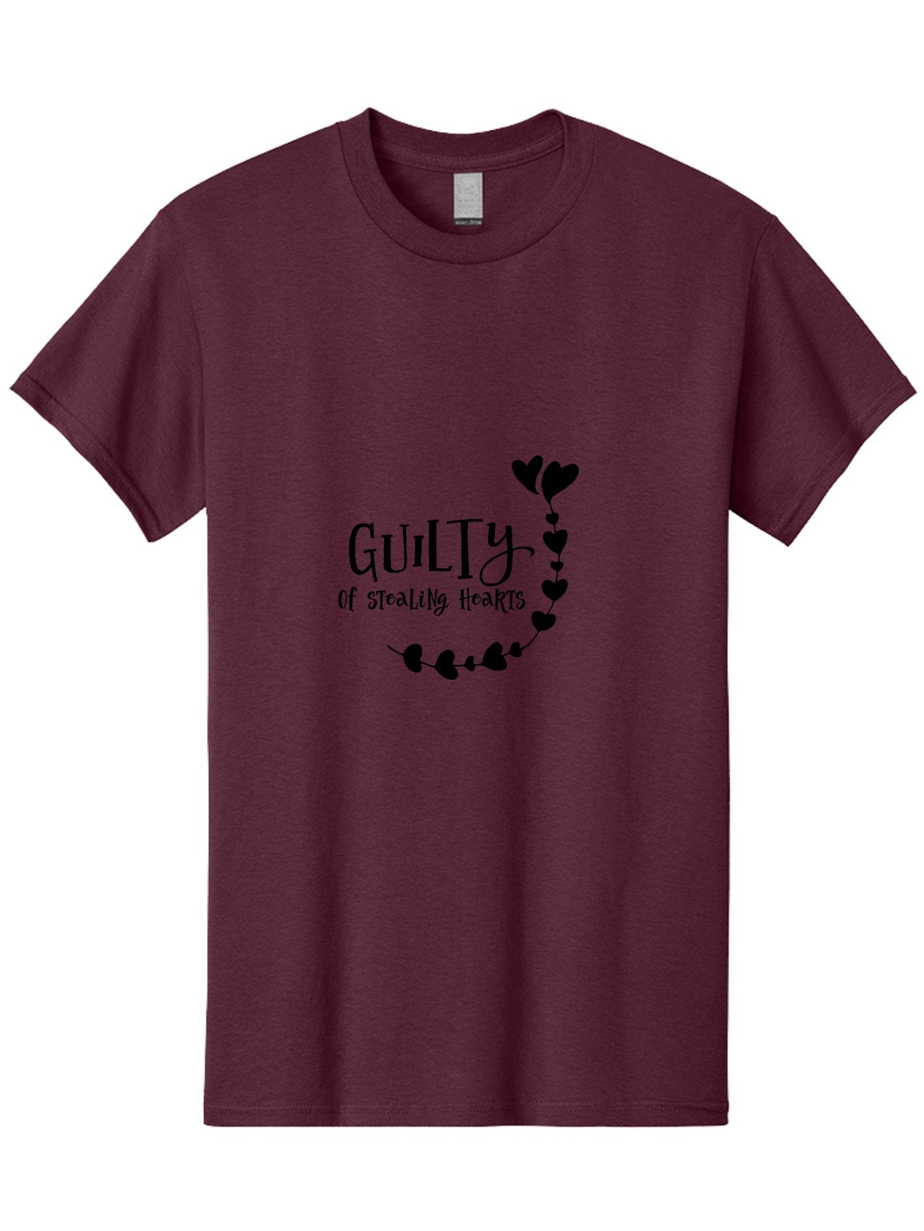 Guilty-Of-Stealing-Hearts Men'S Graphic Tee, 100% Cotton, Comfortable Casual Summer Wear, Machine Washable, Guilty Of Stealing Hearts, Heartbreak, Love, Valentines Day, Romance, Black Hearts, Love Affair, Heart Design, Playful Font Aac782 10