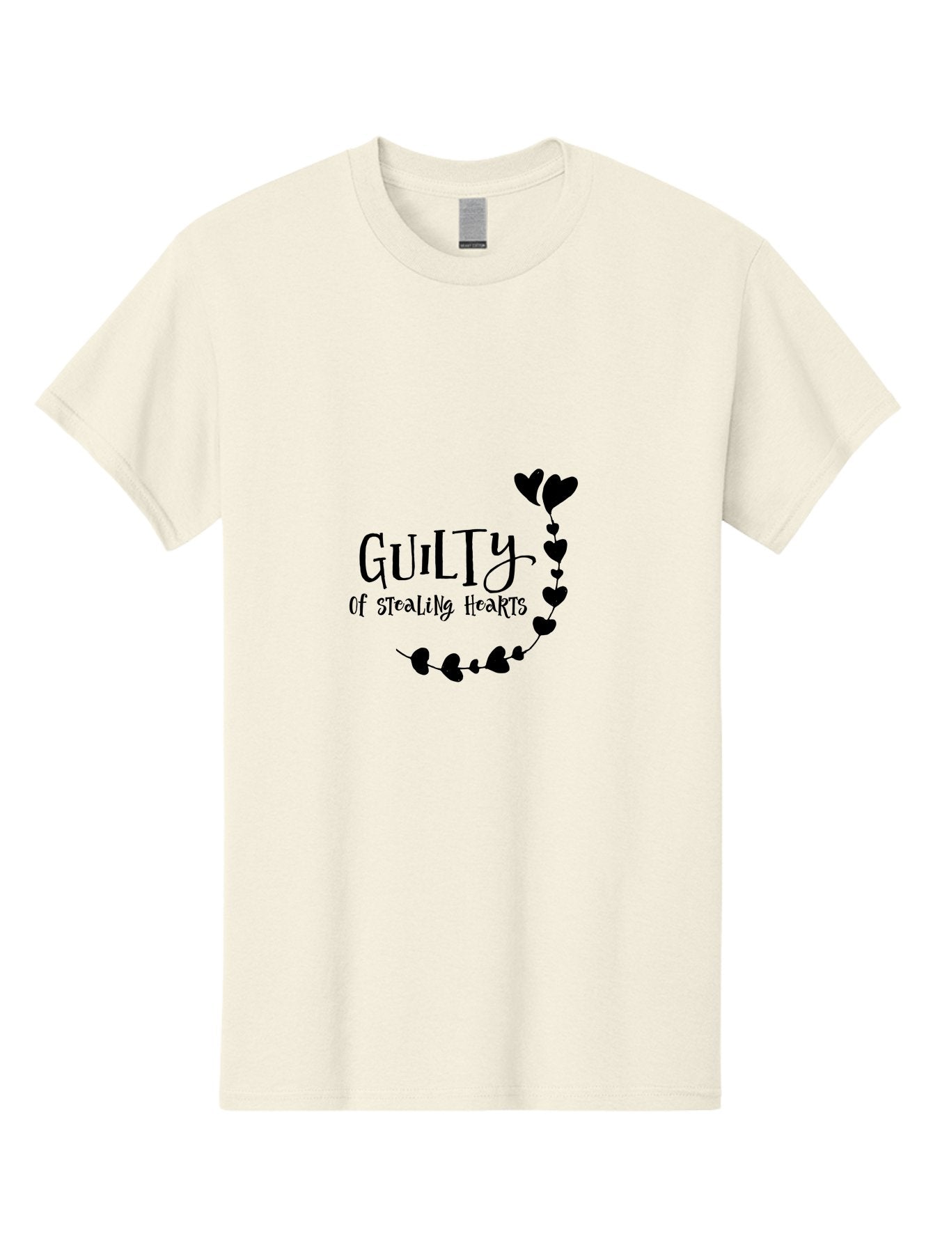 Guilty-Of-Stealing-Hearts Men'S Graphic Tee, 100% Cotton, Comfortable Casual Summer Wear, Machine Washable, Guilty Of Stealing Hearts, Heartbreak, Love, Valentines Day, Romance, Black Hearts, Love Affair, Heart Design, Playful Font Aac782 3