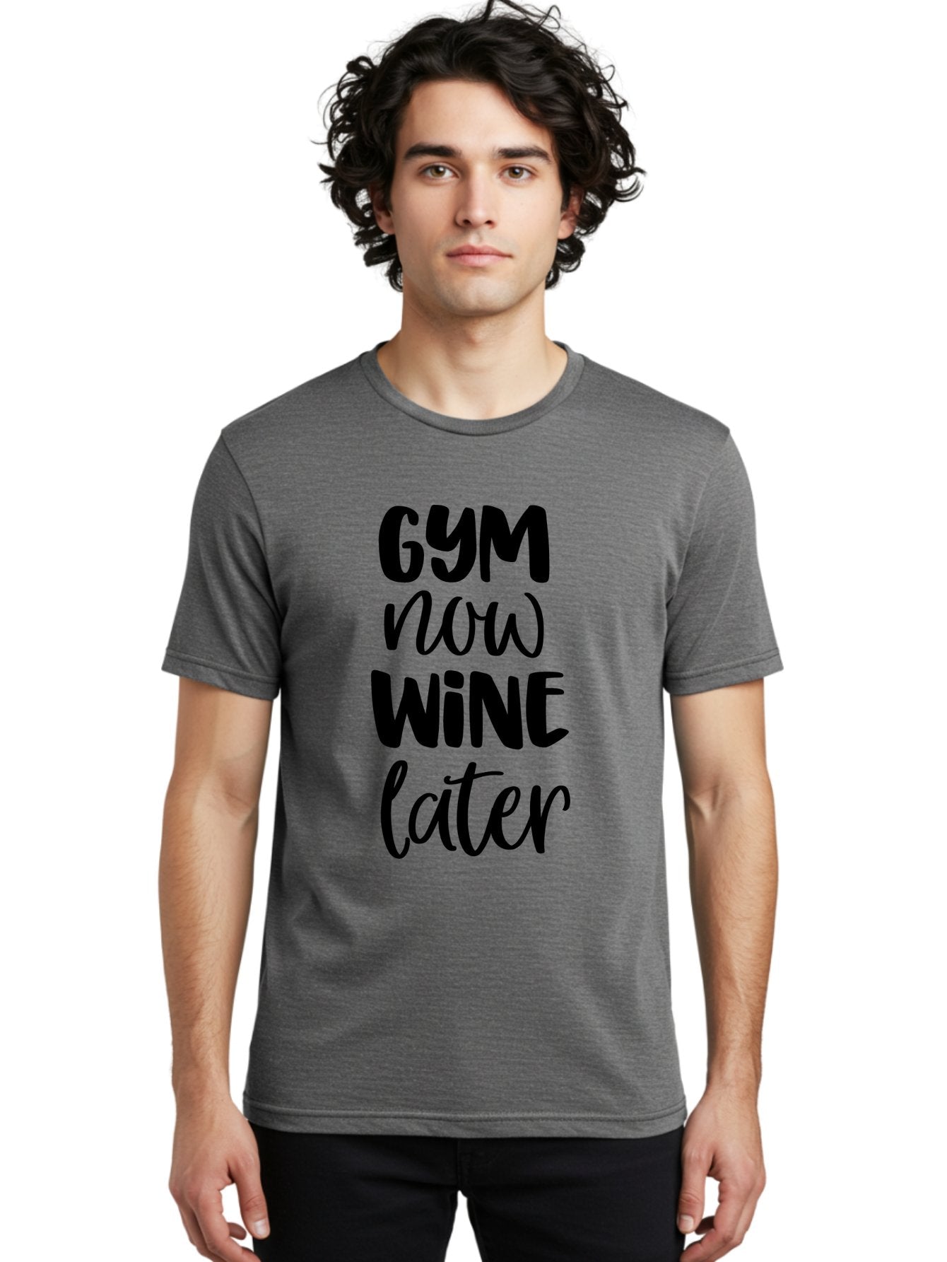 Gym-Now-Wine-Later-1 Men'S Graphic Tee, 100% Cotton, Comfortable Casual Summer Wear, Machine Washable, Gym Motivation, Fitness Quotes, Wine Lover, Fitness Humor, Workout Inspiration, Funny Sayings, Wine Time, Gym Now Wine Later Aac783 16
