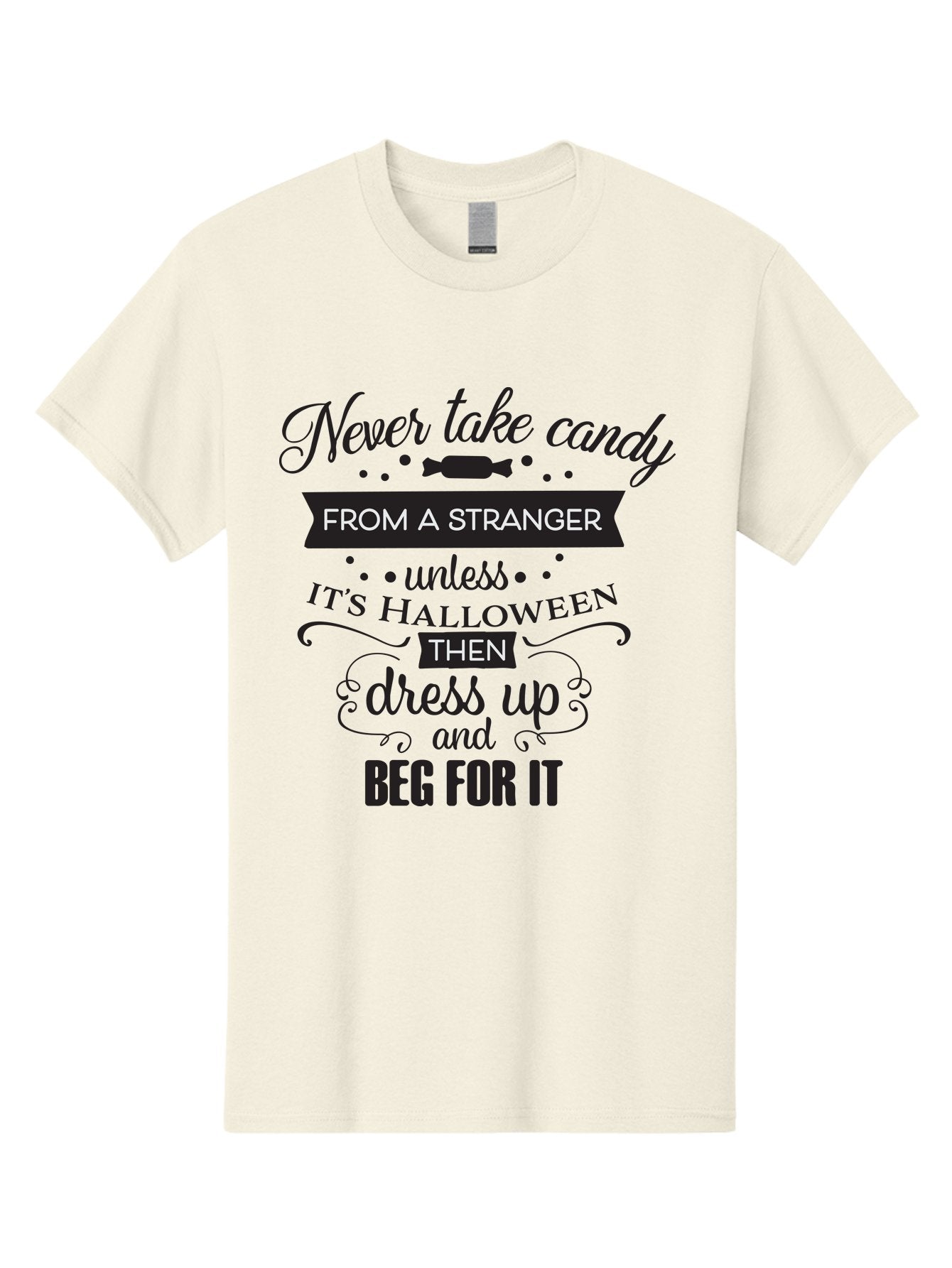 Halloween-Candy-Safety Men'S Graphic Tee, 100% Cotton, Comfortable Casual Summer Wear, Machine Washable, Halloween Safety, Candy From Strangers, Trick-Or-Treat, Halloween Humor, Funny Quotes, Candy Begging, Halloween Fun Aac787 7