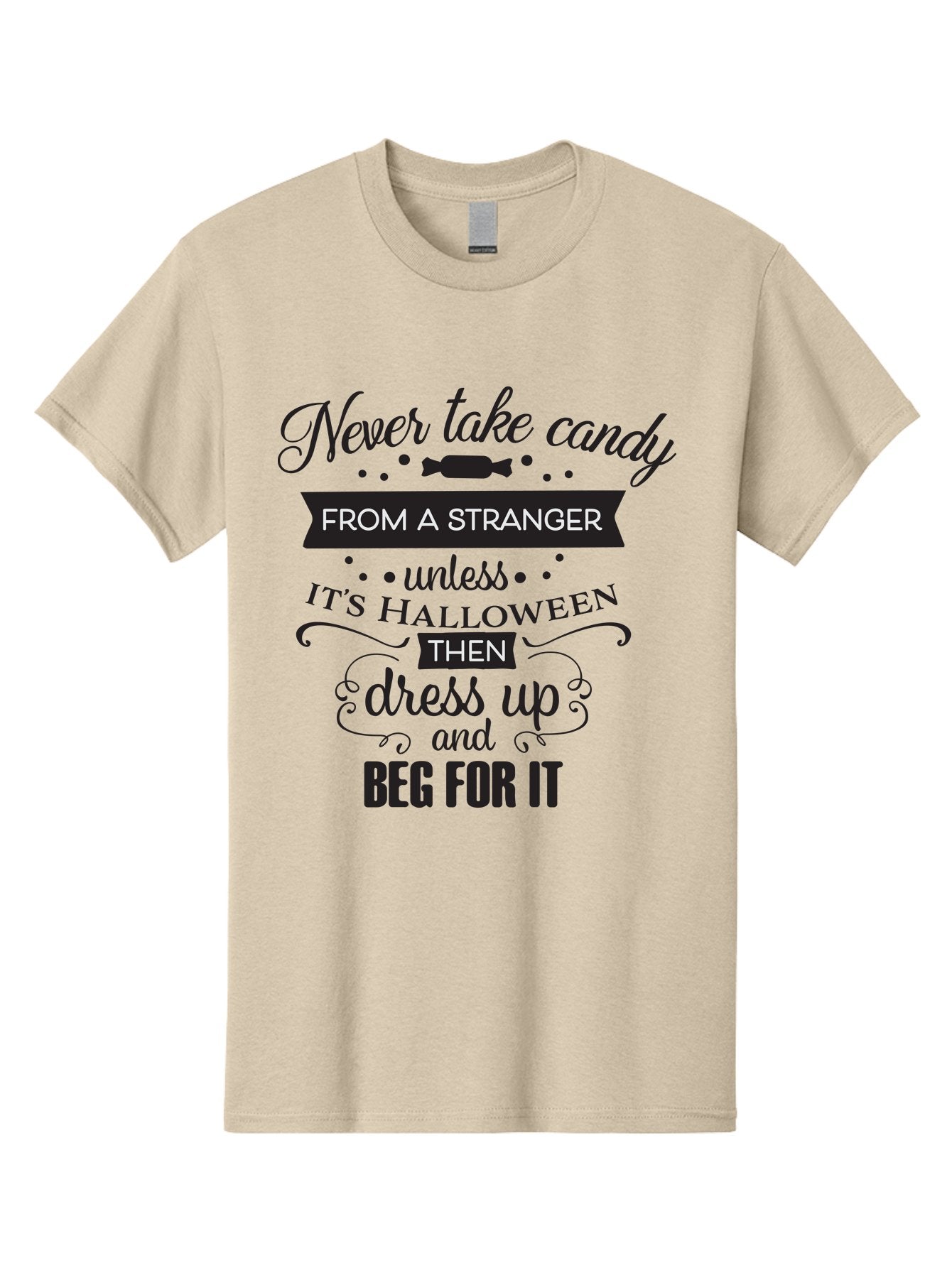 Halloween-Candy-Safety Men'S Graphic Tee, 100% Cotton, Comfortable Casual Summer Wear, Machine Washable, Halloween Safety, Candy From Strangers, Trick-Or-Treat, Halloween Humor, Funny Quotes, Candy Begging, Halloween Fun Aac787 4