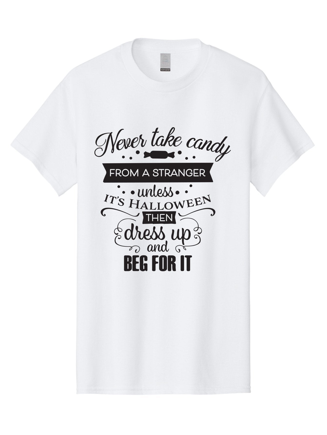 Halloween-Candy-Safety Men'S Graphic Tee, 100% Cotton, Comfortable Casual Summer Wear, Machine Washable, Halloween Safety, Candy From Strangers, Trick-Or-Treat, Halloween Humor, Funny Quotes, Candy Begging, Halloween Fun Aac787 11