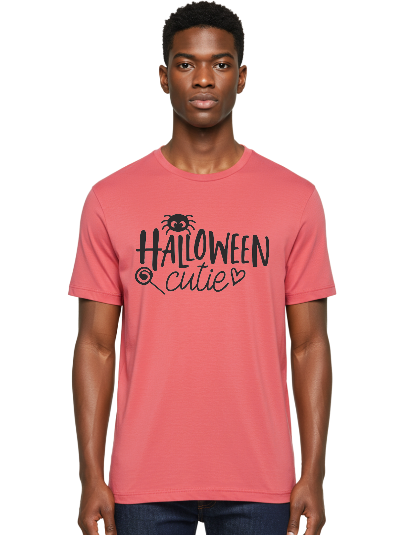 Halloween-Cutie Men'S Graphic Tee, 100% Cotton, Comfortable Casual Summer Wear, Machine Washable, Halloween Cutie, Cute Halloween, Halloween Design, Halloween Graphics, Halloween Typography, Halloween Text, Cute Halloween Text, Aac788 16
