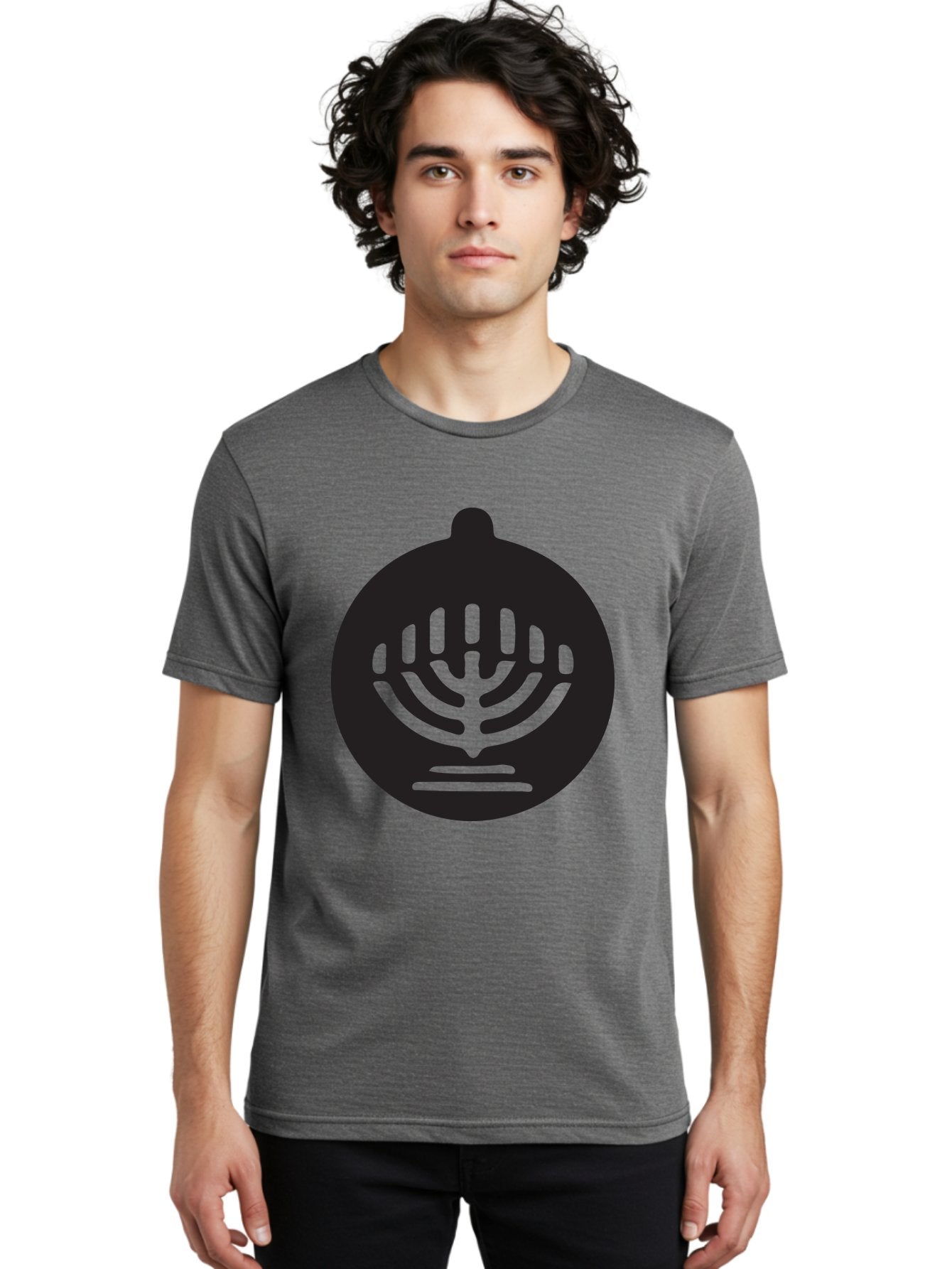 Hamsa-Menorah Men'S Graphic Tee, 100% Cotton, Comfortable Casual Summer Wear, Machine Washable, Hamsa And Menorah Symbol, Jewish Faith And Tradition, Protective Hamsa Hand, Seven-Branched Menorah, Faith And Spirituality, Cultural Heritage Aac789 26