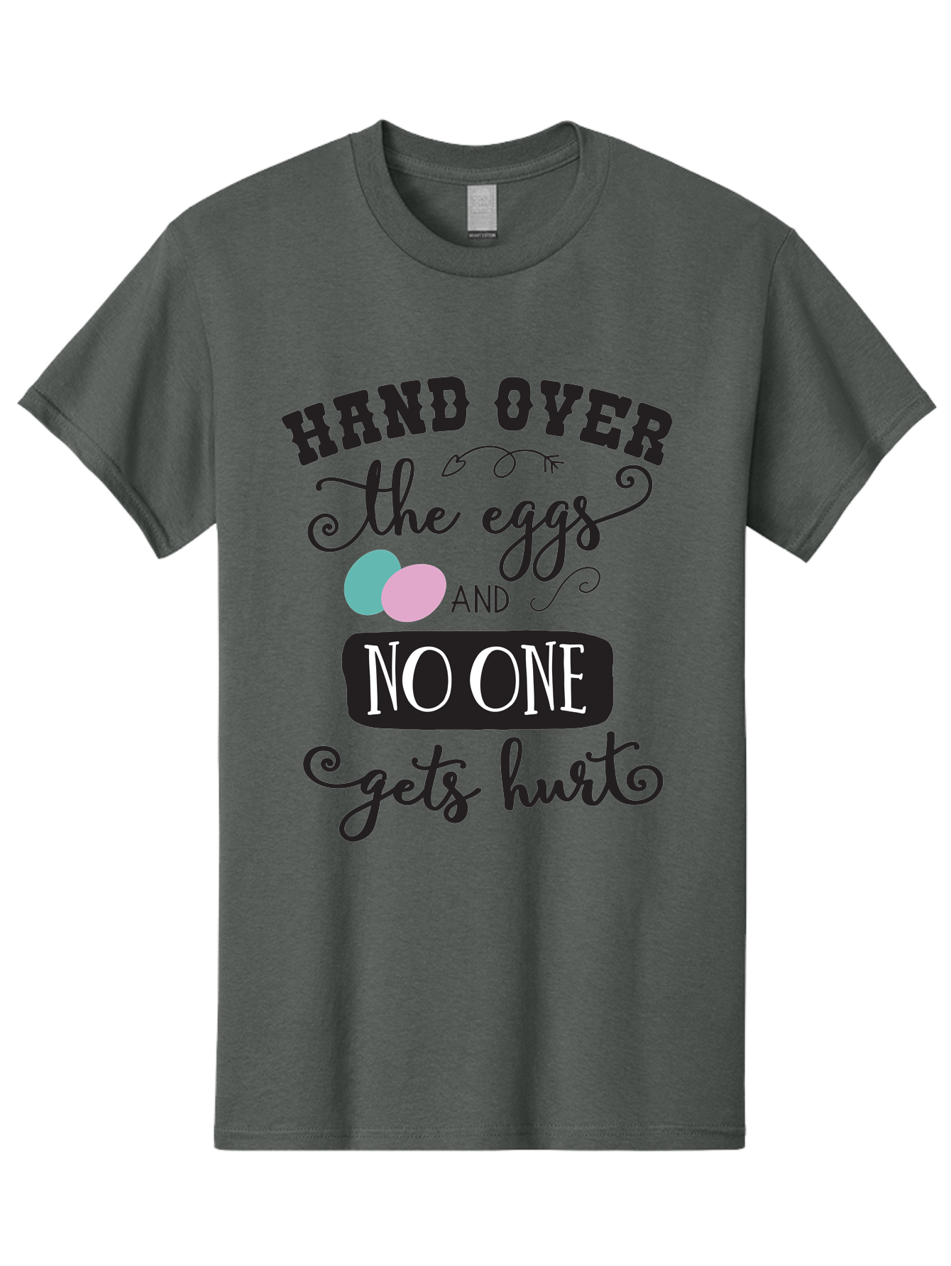 Hand-Over-The-Eggs Men'S Graphic Tee, 100% Cotton, Comfortable Casual Summer Wear, Machine Washable, Humorous Easter Quote, Funny Easter Eggs, Easter Egg Humor, Playful Easter Message, Hand Over The Eggs, No One Gets Hurt Aac790 29