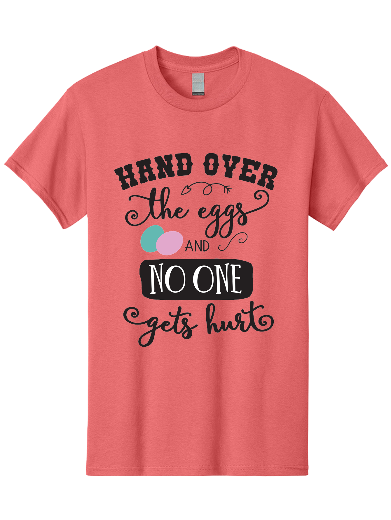 Hand-Over-The-Eggs Men'S Graphic Tee, 100% Cotton, Comfortable Casual Summer Wear, Machine Washable, Humorous Easter Quote, Funny Easter Eggs, Easter Egg Humor, Playful Easter Message, Hand Over The Eggs, No One Gets Hurt Aac790 7