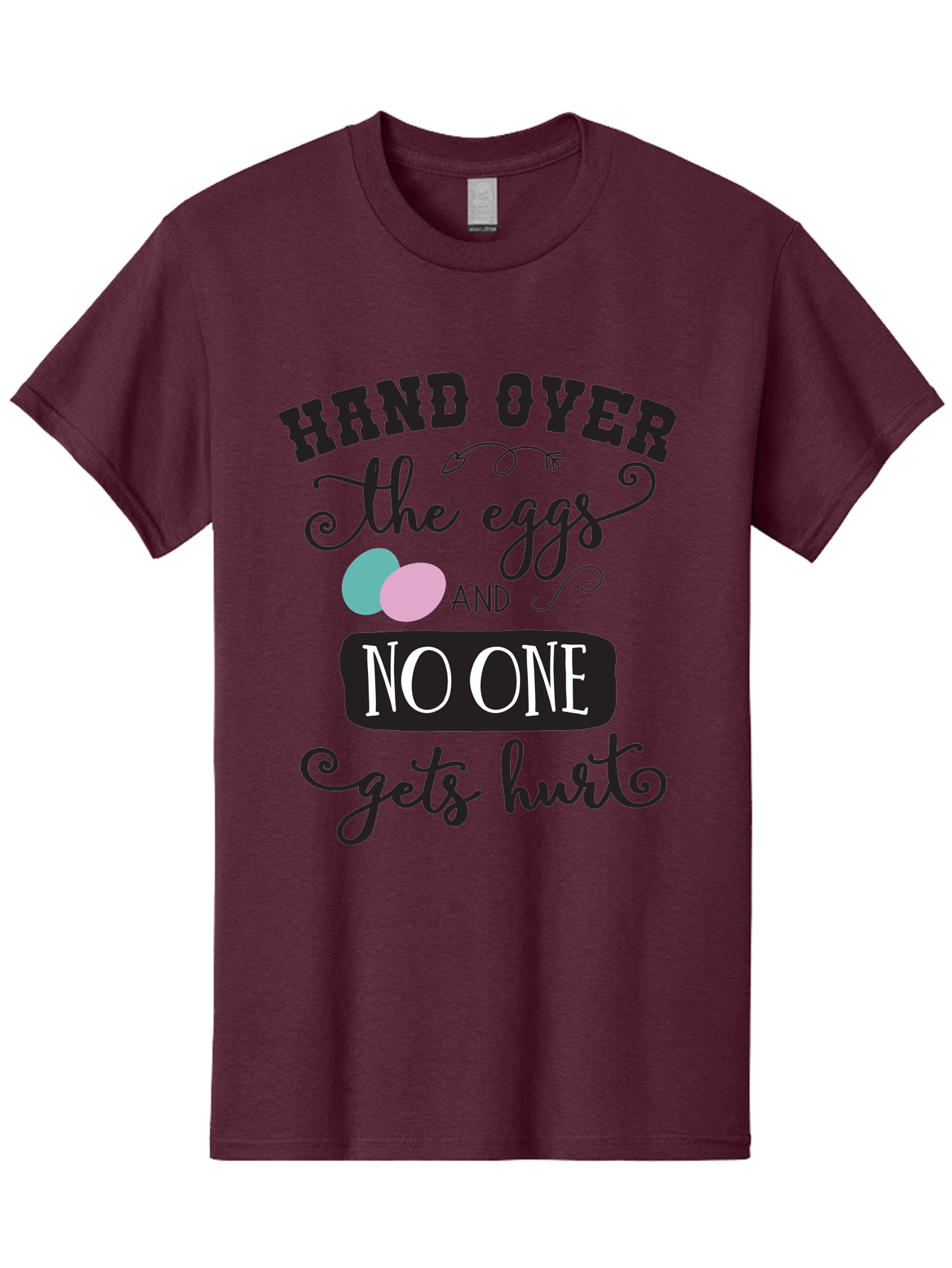 Hand-Over-The-Eggs Men'S Graphic Tee, 100% Cotton, Comfortable Casual Summer Wear, Machine Washable, Humorous Easter Quote, Funny Easter Eggs, Easter Egg Humor, Playful Easter Message, Hand Over The Eggs, No One Gets Hurt Aac790 19