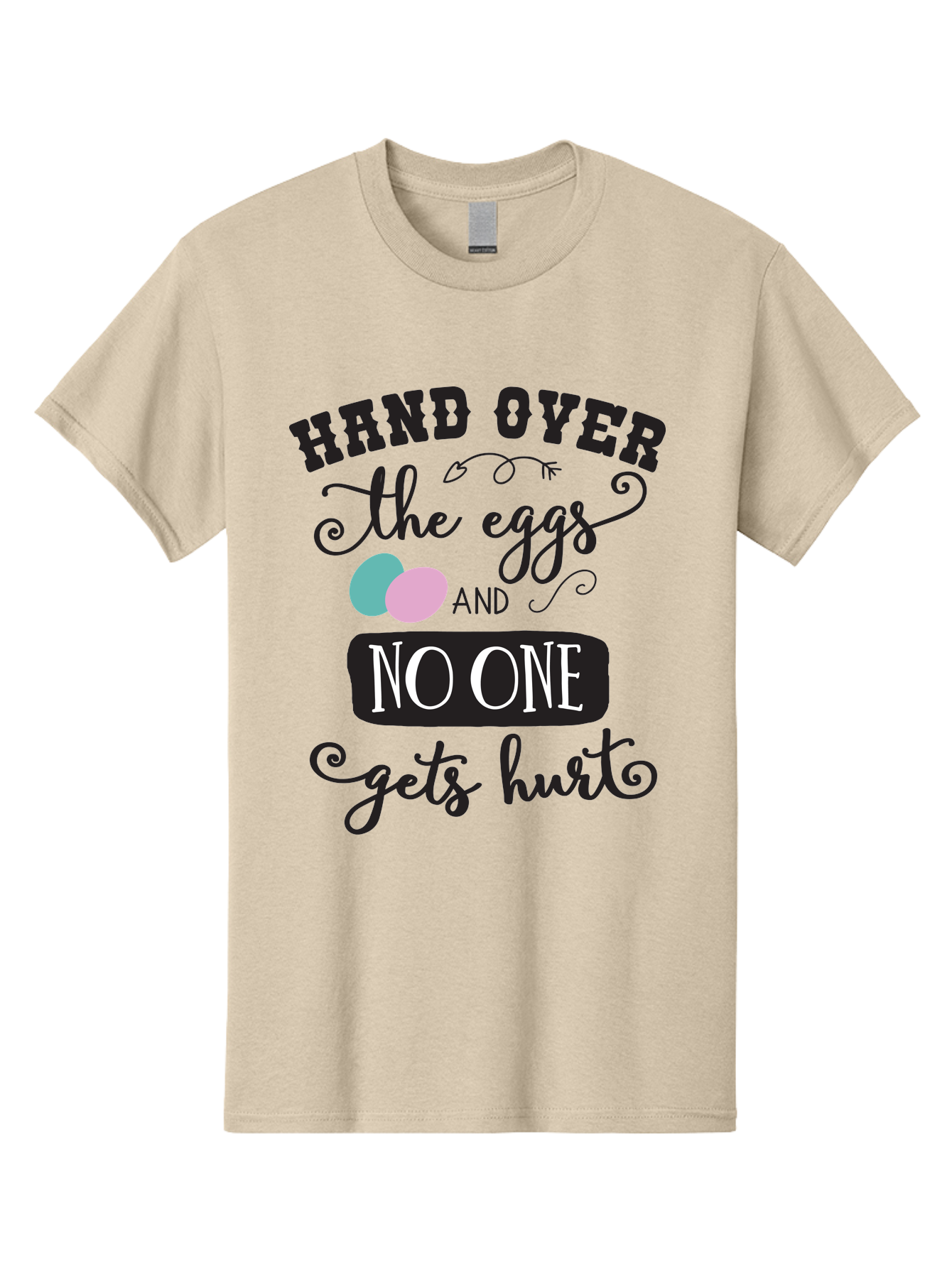Hand-Over-The-Eggs Men'S Graphic Tee, 100% Cotton, Comfortable Casual Summer Wear, Machine Washable, Humorous Easter Quote, Funny Easter Eggs, Easter Egg Humor, Playful Easter Message, Hand Over The Eggs, No One Gets Hurt Aac790 27