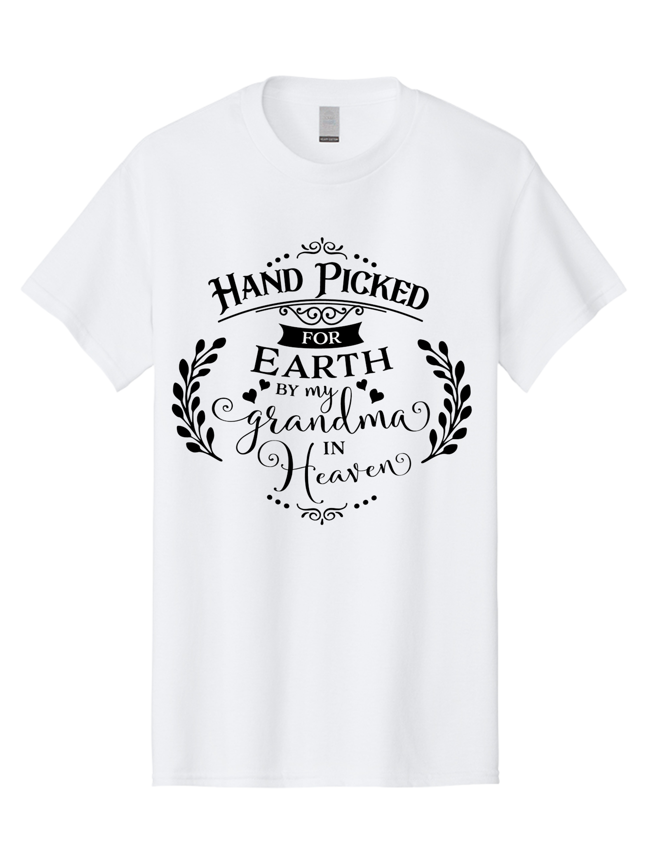 Hand-Picked-For-Earth-By-My-Grandma-In-Heaven Men'S Graphic Tee, 100% Cotton, Comfortable Casual Summer Wear, Machine Washable, Memorial Quote, Tribute To Grandma, Heavenly Love, Family Bond, Inspirational Phrase, Sympathy Gift, Aac791 7