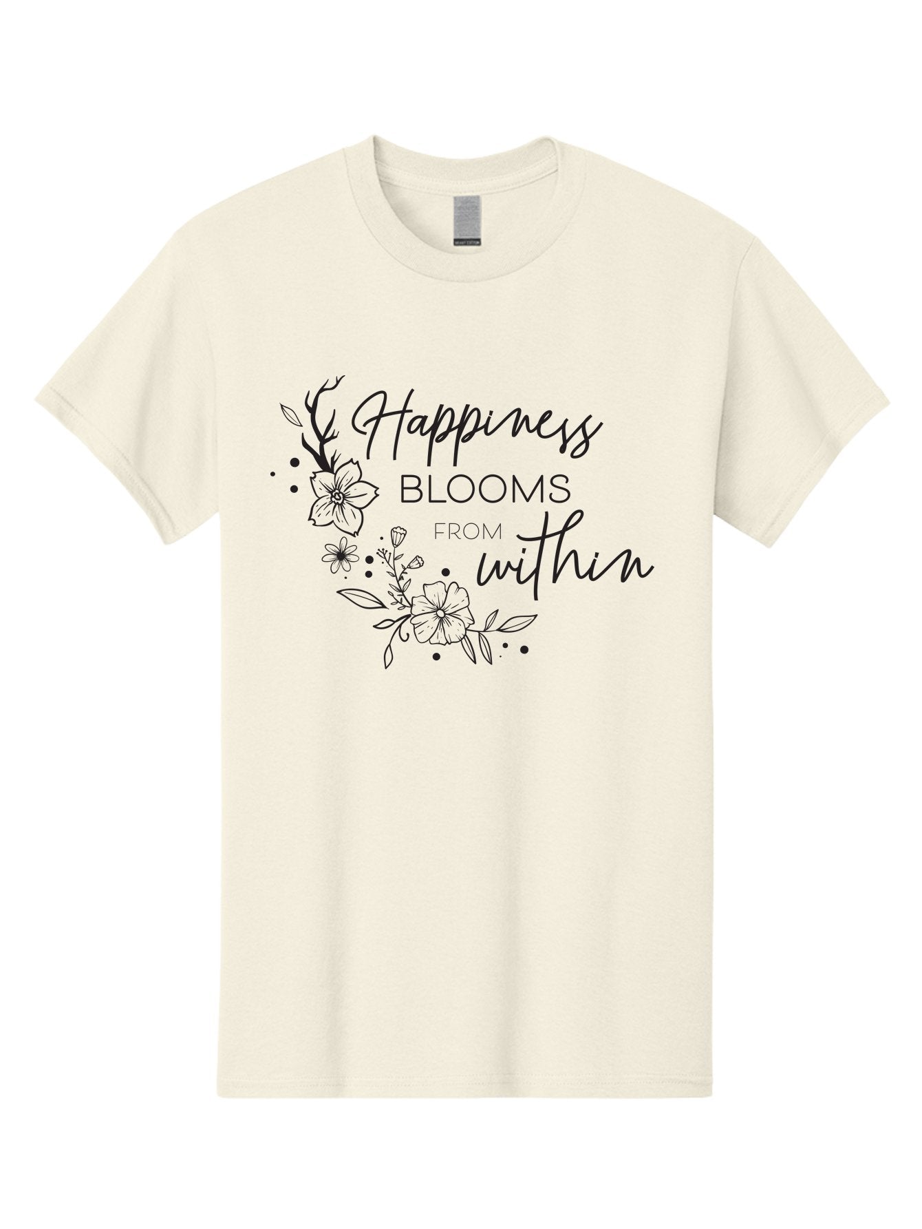 Happiness-Blooms Men'S Graphic Tee, 100% Cotton, Comfortable Casual Summer Wear, Machine Washable, Happiness Blooms, Inner Happiness, Positive Affirmations, Floral Designs, Inspirational Quotes, Motivational Quotes, Floral Illustrations, Aac794