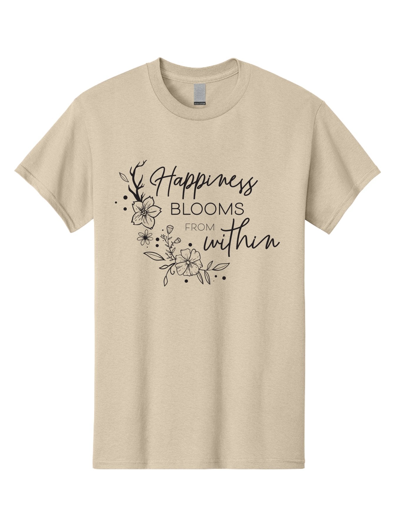 Happiness-Blooms Men'S Graphic Tee, 100% Cotton, Comfortable Casual Summer Wear, Machine Washable, Happiness Blooms, Inner Happiness, Positive Affirmations, Floral Designs, Inspirational Quotes, Motivational Quotes, Floral Illustrations, Aac794 4