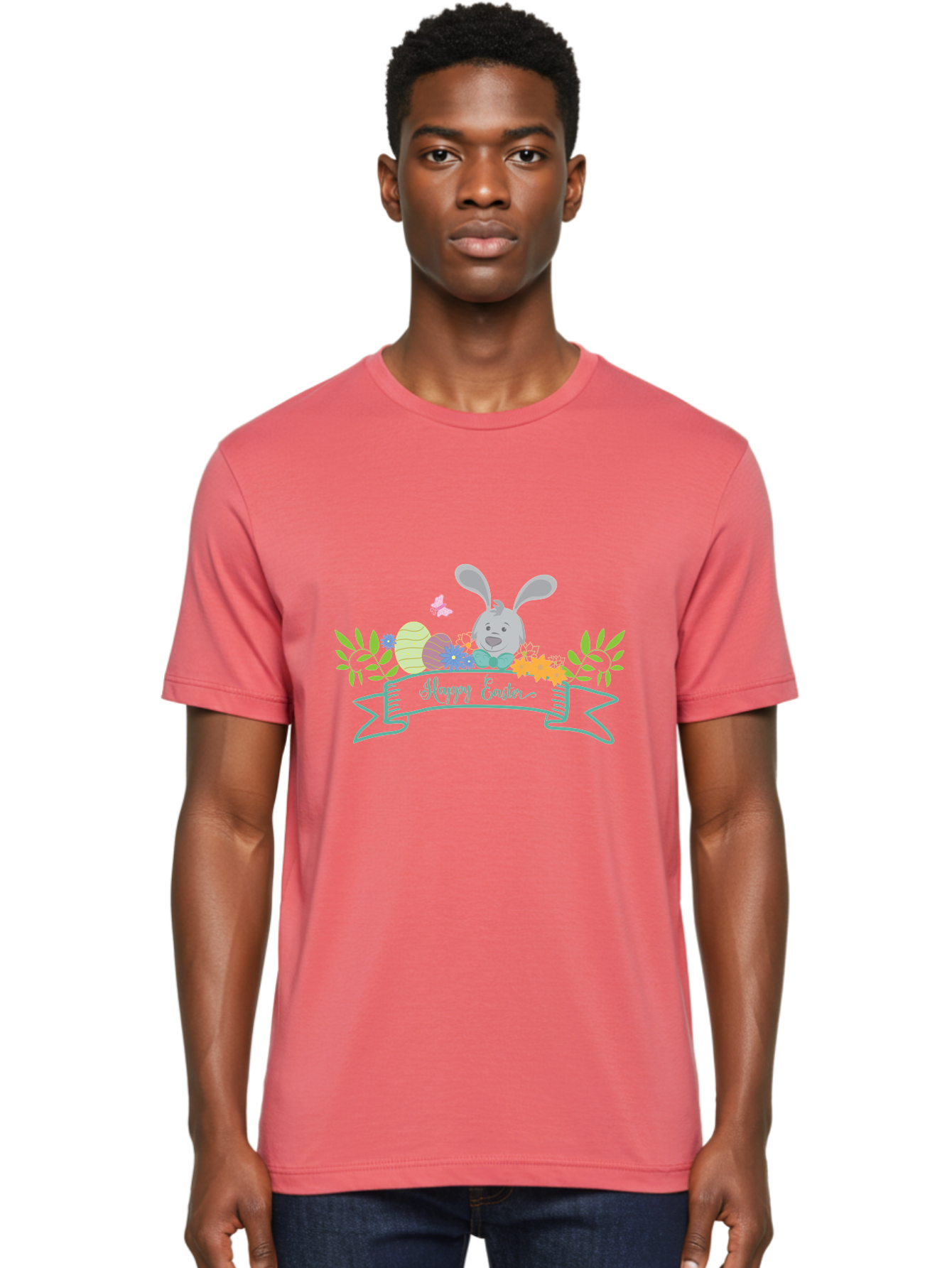 Happy-Easter-1 Men'S Graphic Tee, 100% Cotton, Comfortable Casual Summer Wear, Machine Washable, Easter Bunny, Easter Eggs, Decorated Eggs, Spring Flowers, Festive Atmosphere, Pastel Colors, Cartoon Style, Easter Greeting, Joyful Celebration, Aac795 30