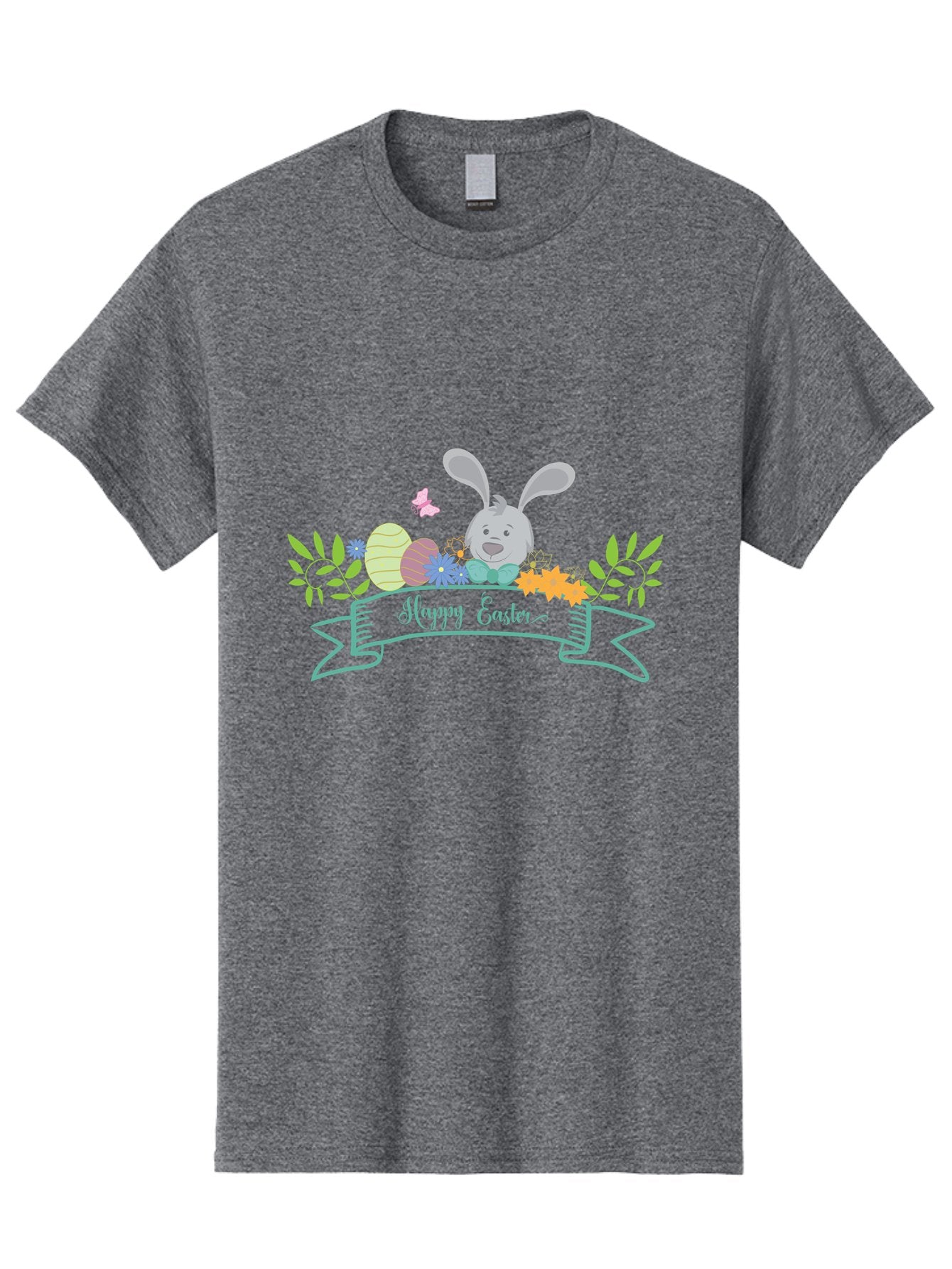 Happy-Easter-1 Men'S Graphic Tee, 100% Cotton, Comfortable Casual Summer Wear, Machine Washable, Easter Bunny, Easter Eggs, Decorated Eggs, Spring Flowers, Festive Atmosphere, Pastel Colors, Cartoon Style, Easter Greeting, Joyful Celebration, Aac795 5