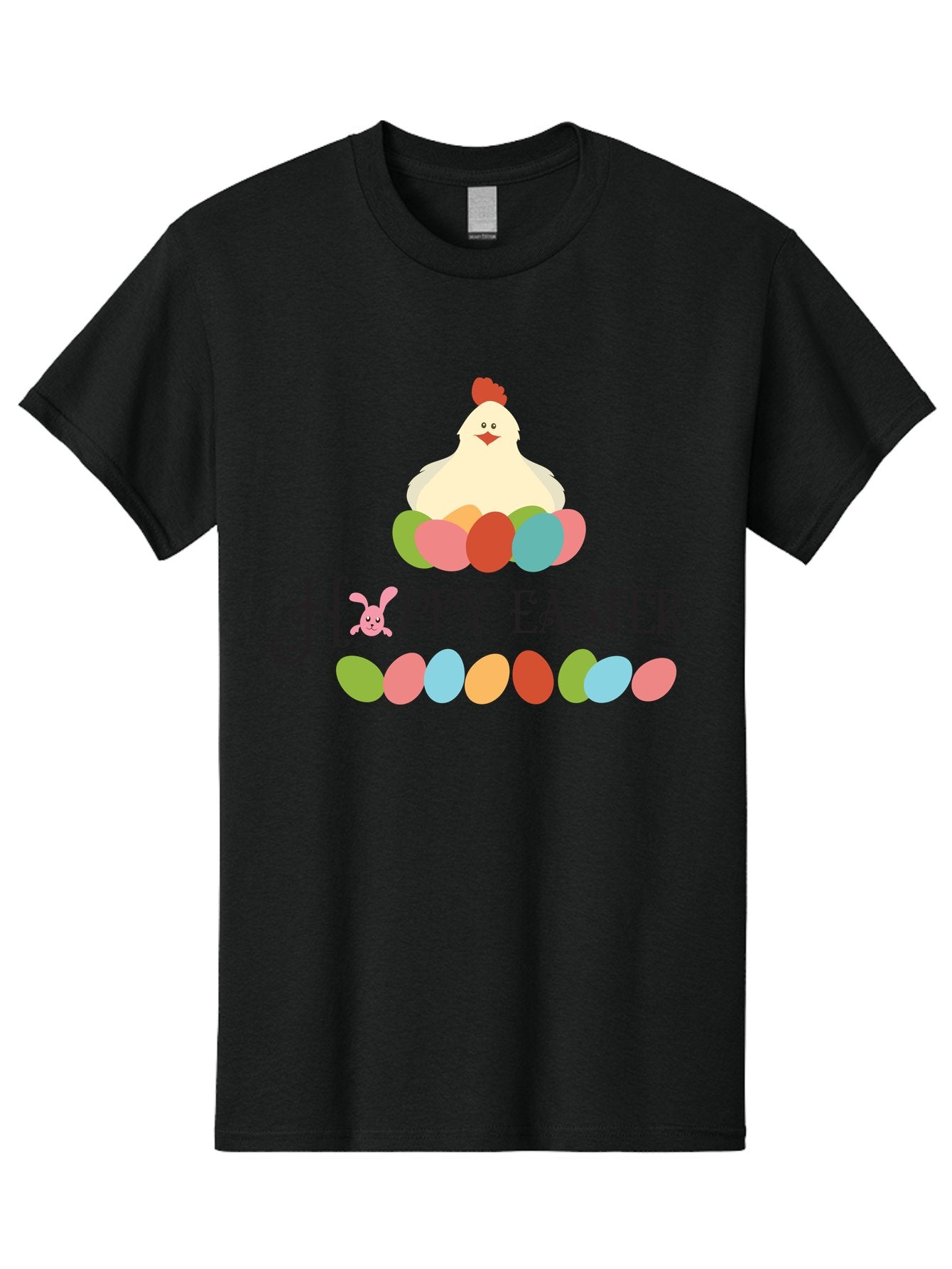 Happy-Easter Men'S Graphic Tee, 100% Cotton, Comfortable Casual Summer Wear, Machine Washable, Easter Eggs, Happy Easter, Easter Bunny, Easter Egg Hunt, Easter Celebration, Colorful Eggs, Spring Season, Chickens And Eggs Aac796