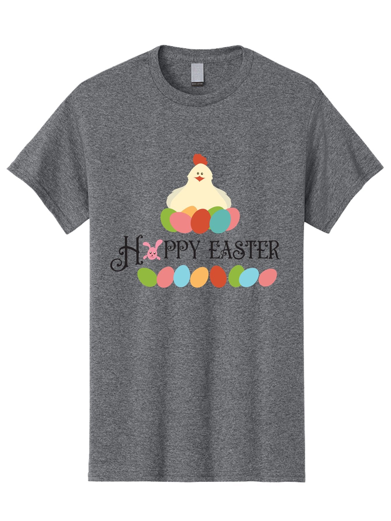 Happy-Easter Men'S Graphic Tee, 100% Cotton, Comfortable Casual Summer Wear, Machine Washable, Easter Eggs, Happy Easter, Easter Bunny, Easter Egg Hunt, Easter Celebration, Colorful Eggs, Spring Season, Chickens And Eggs Aac796 7