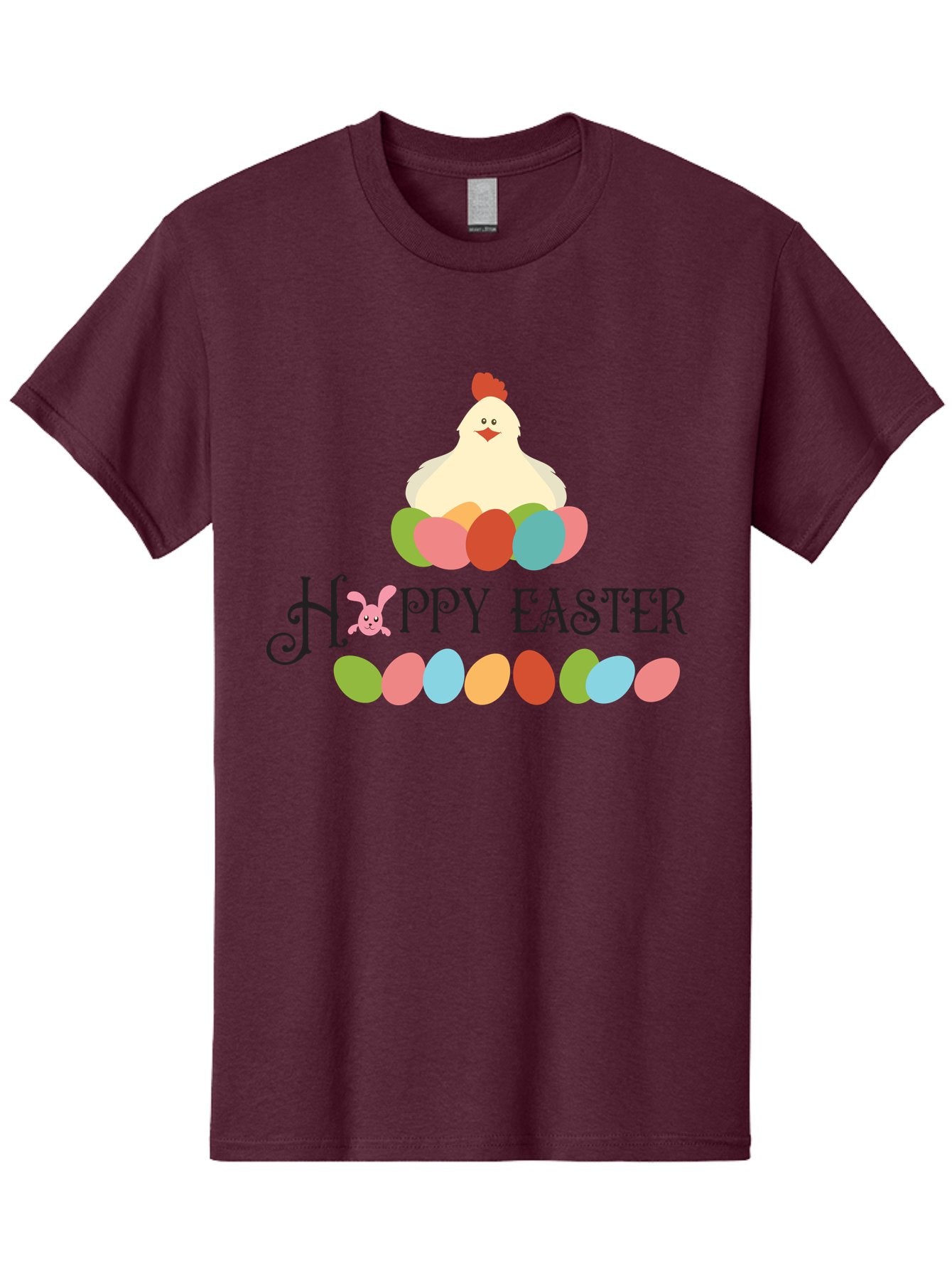 Happy-Easter Men'S Graphic Tee, 100% Cotton, Comfortable Casual Summer Wear, Machine Washable, Easter Eggs, Happy Easter, Easter Bunny, Easter Egg Hunt, Easter Celebration, Colorful Eggs, Spring Season, Chickens And Eggs Aac796 3