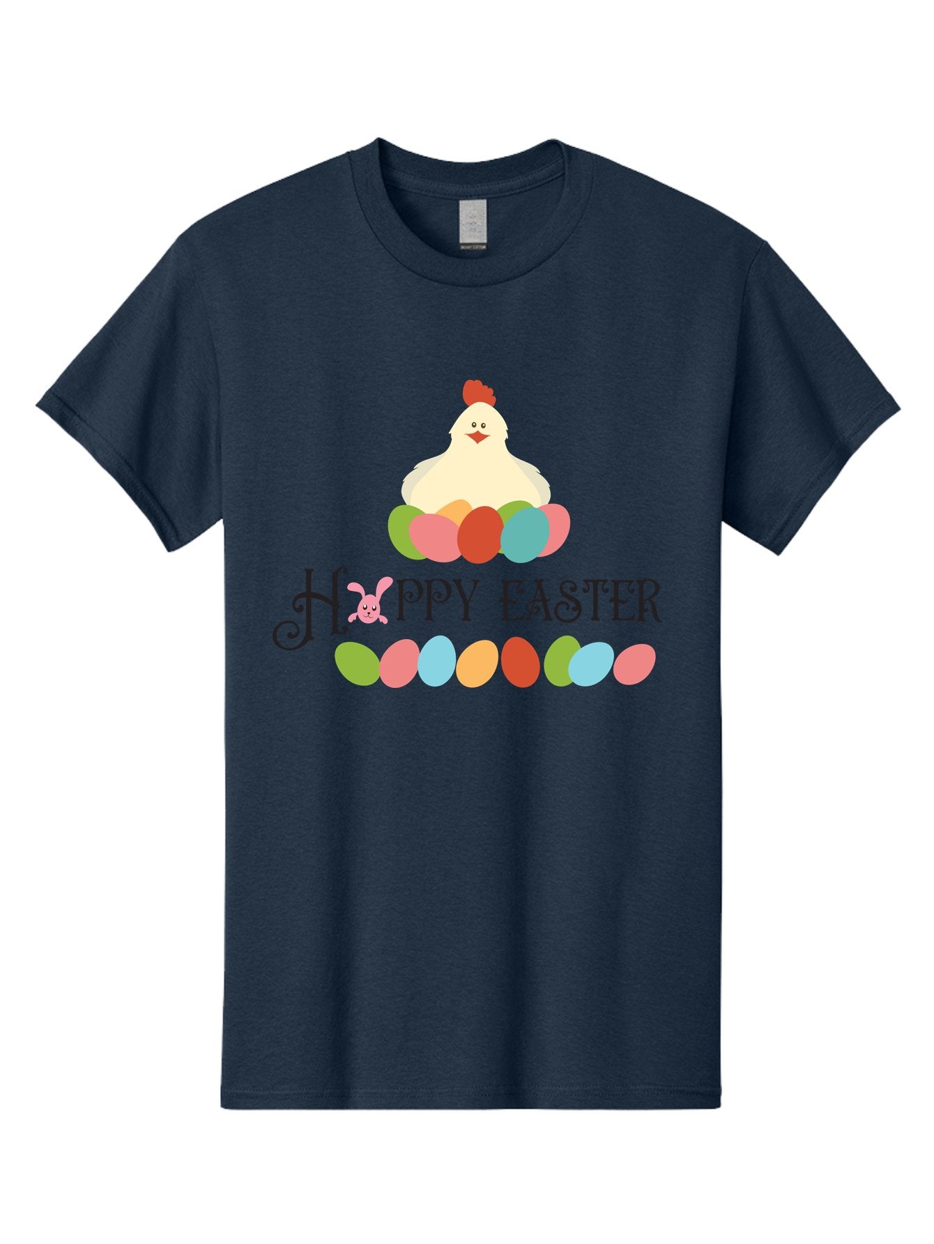Happy-Easter Men'S Graphic Tee, 100% Cotton, Comfortable Casual Summer Wear, Machine Washable, Easter Eggs, Happy Easter, Easter Bunny, Easter Egg Hunt, Easter Celebration, Colorful Eggs, Spring Season, Chickens And Eggs Aac796 13